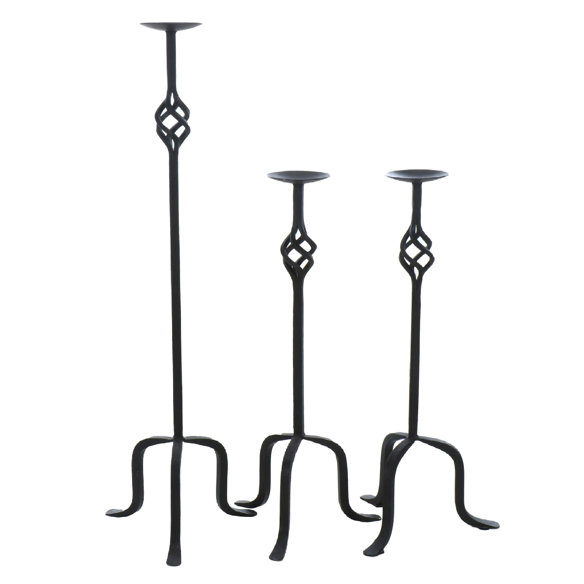 Scrolled Metal Footed Floor Candle Holders