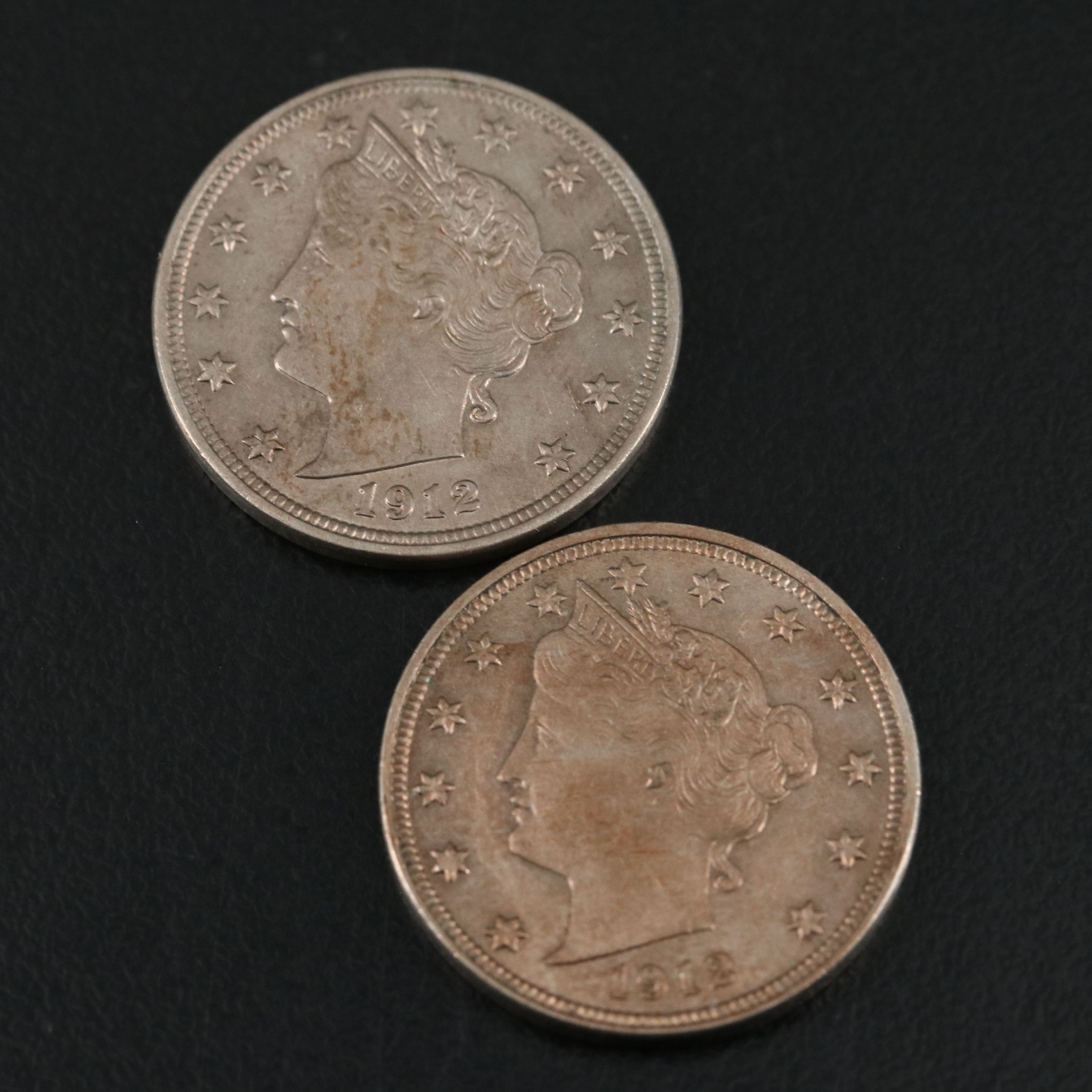Eight Liberty Nickels with Light Wear