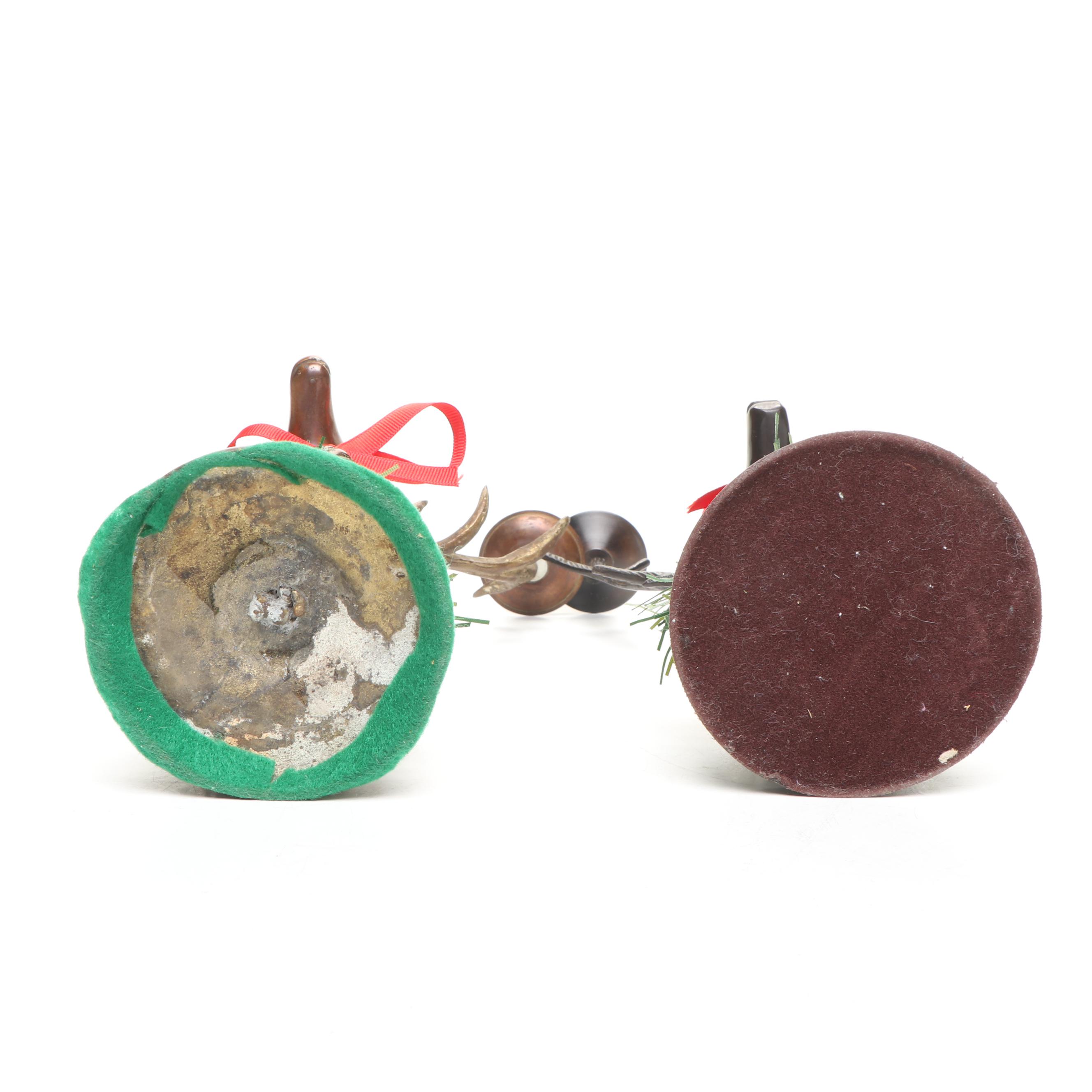 Bronzed Metal and Brass Reindeer Candle Holders