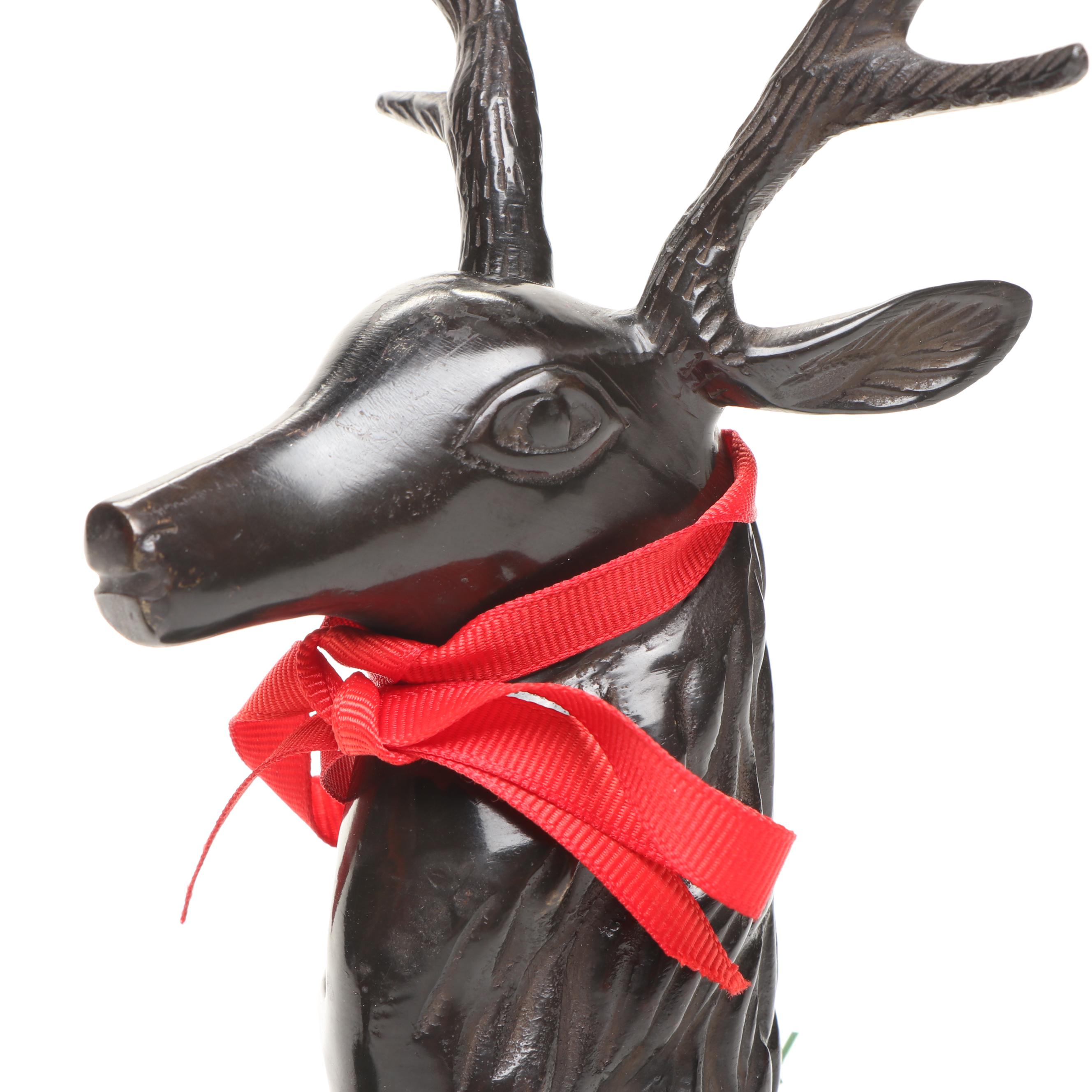 Bronzed Metal and Brass Reindeer Candle Holders