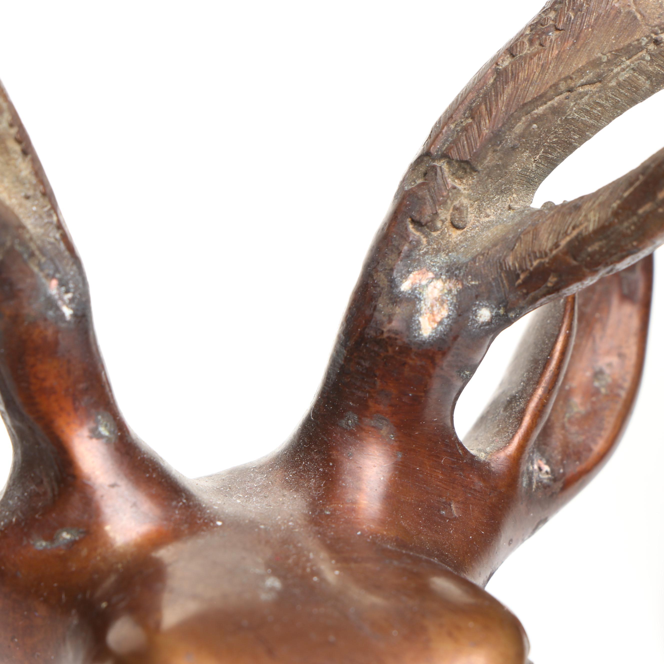 Bronzed Metal and Brass Reindeer Candle Holders