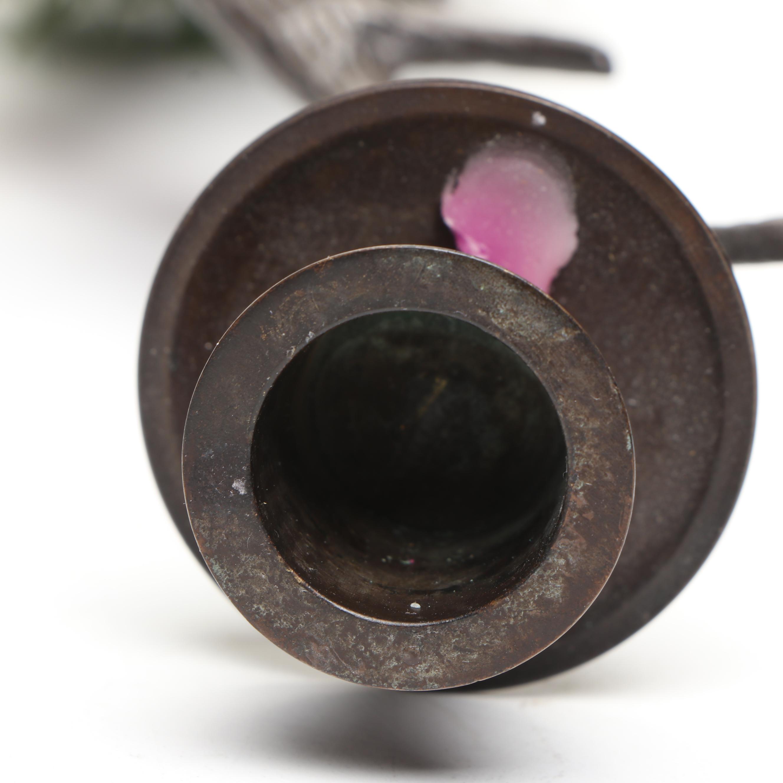 Bronzed Metal and Brass Reindeer Candle Holders