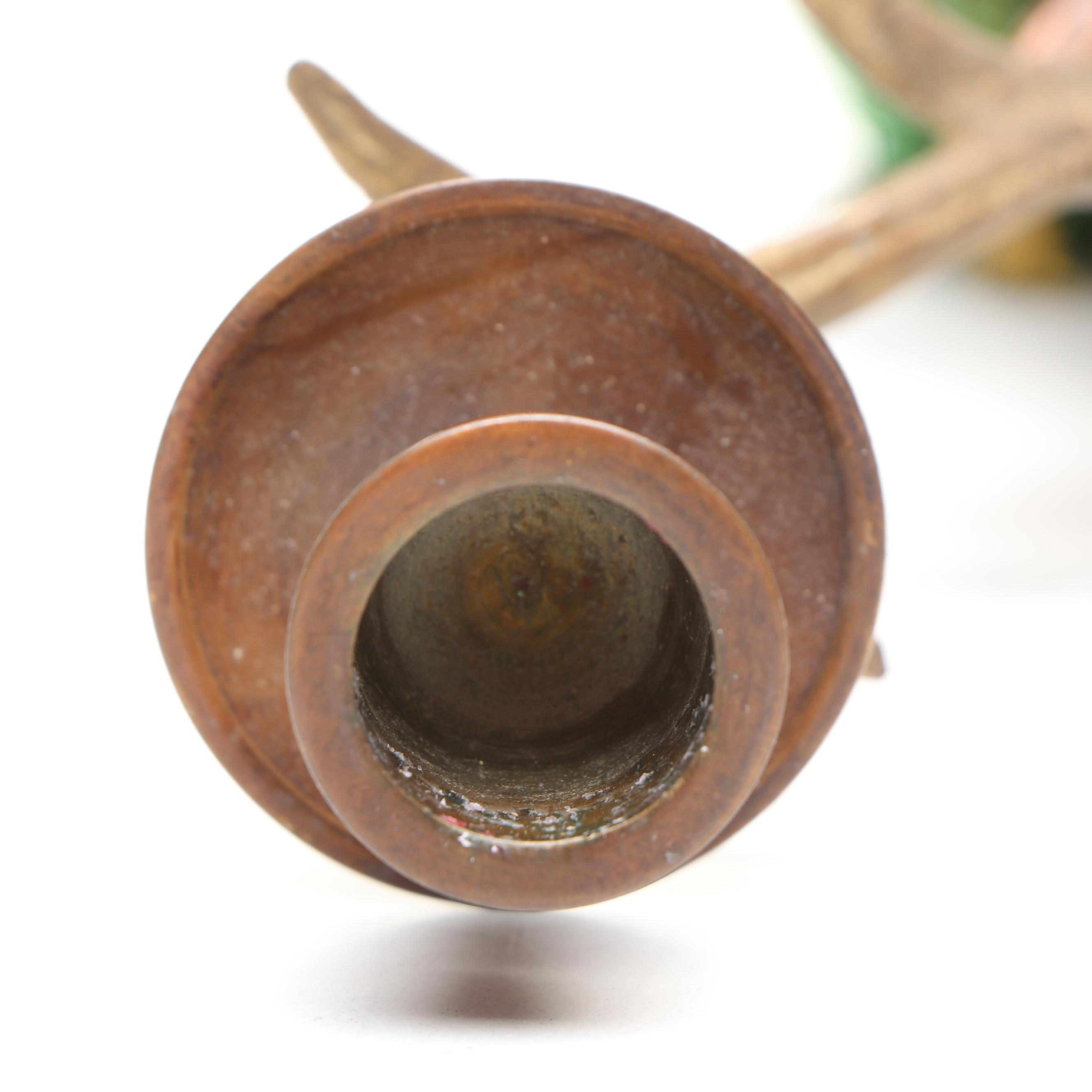 Bronzed Metal and Brass Reindeer Candle Holders