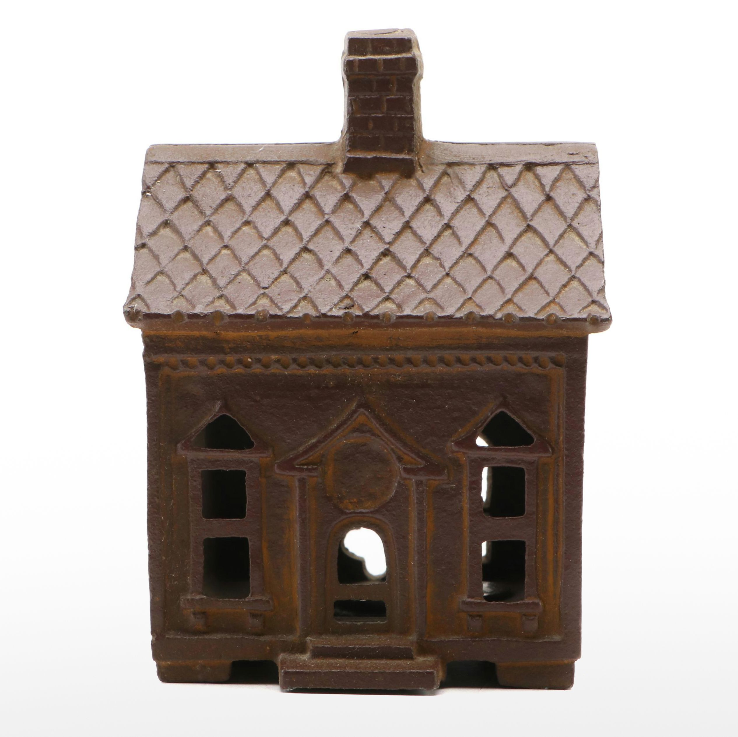 Cast Iron Colonial House Bank, Mid-20th Century