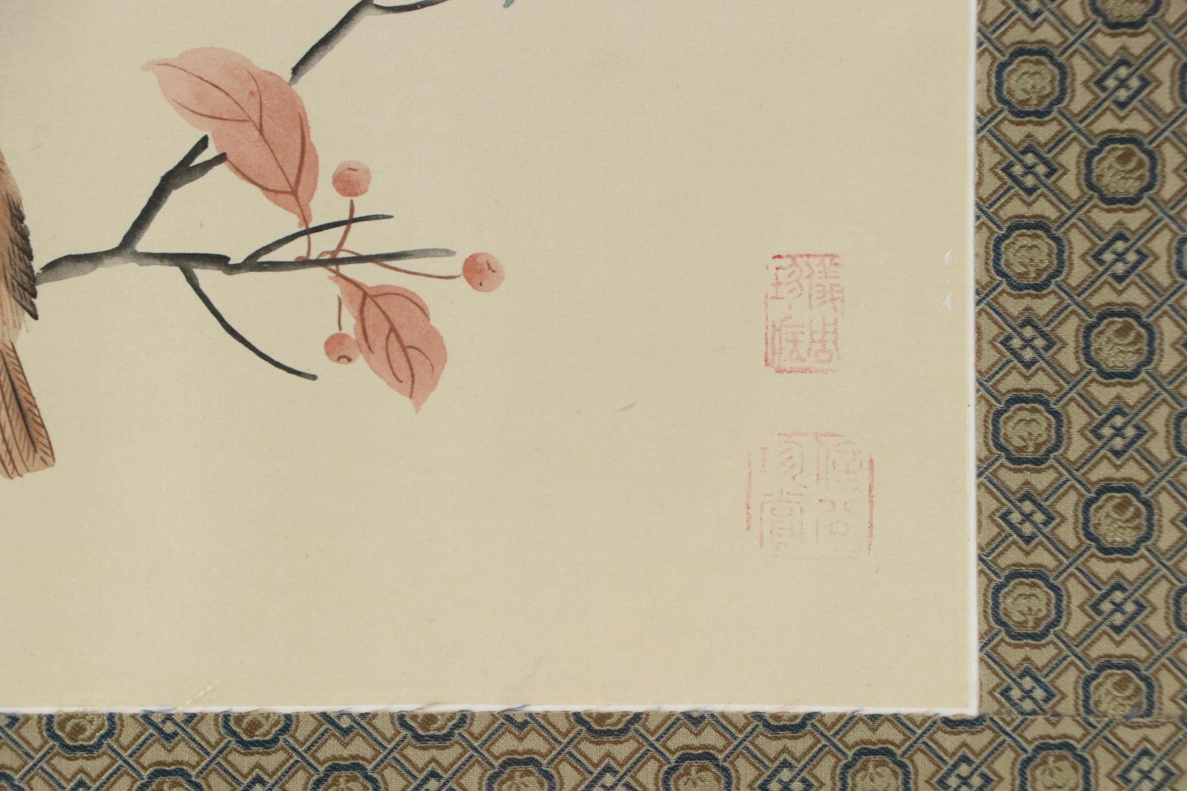 Chinese Ink and Watercolor Paintings of Birds and Vegetation