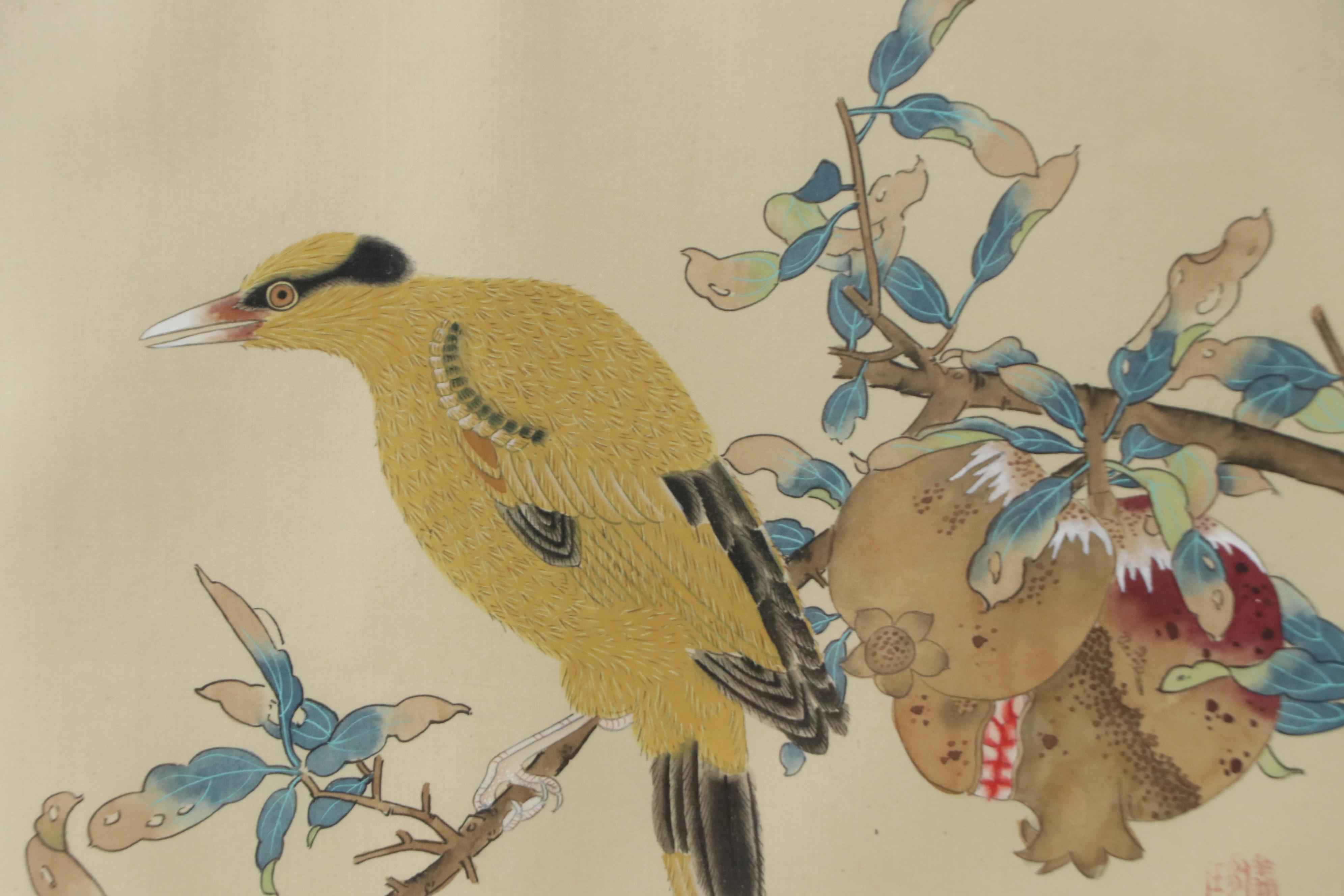 Chinese Ink and Watercolor Paintings of Birds and Vegetation