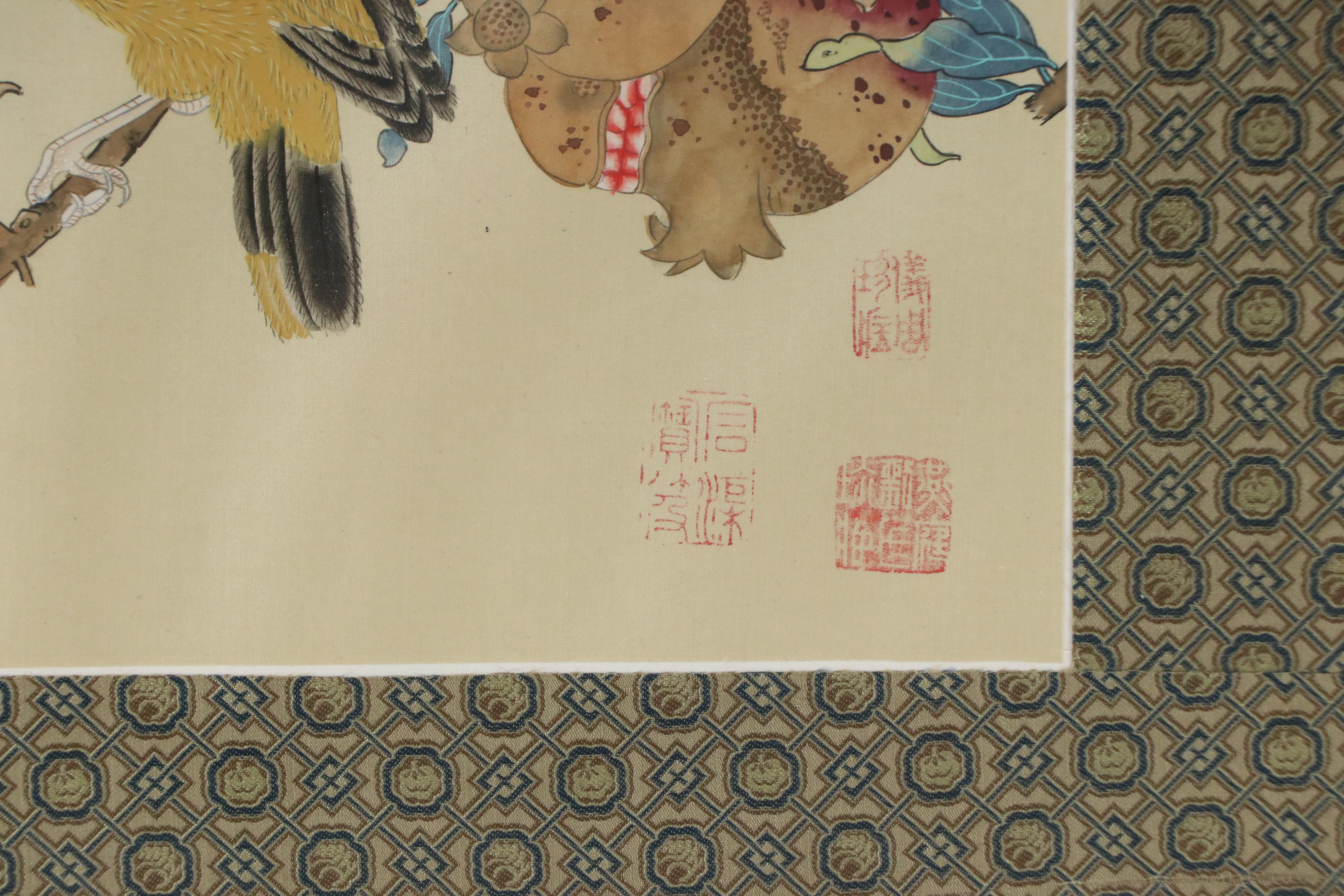 Chinese Ink and Watercolor Paintings of Birds and Vegetation