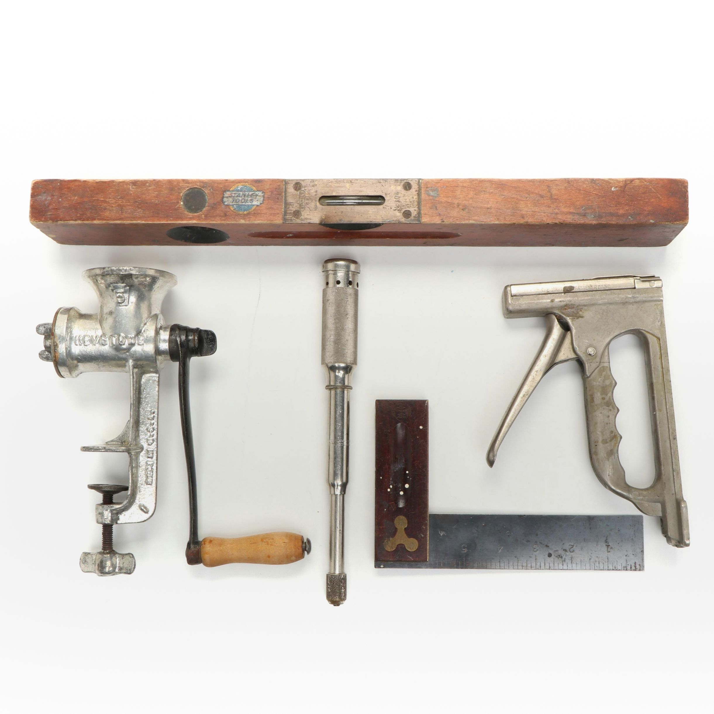 Keystone #5 Hand-Crank Food Grinder, Goodell-Pratt Co. Push Drill & More