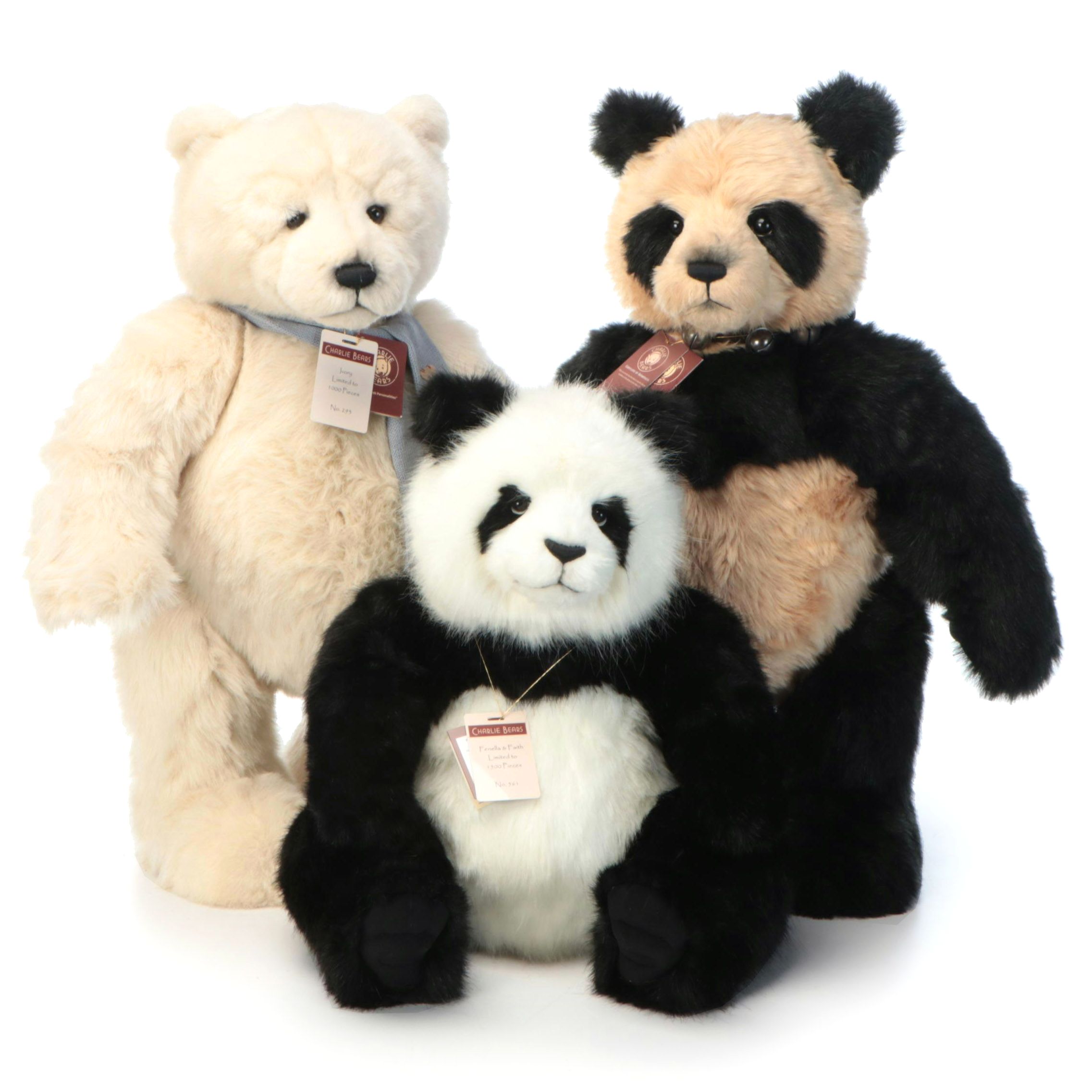 Charlie Bears "Fenella & Faith," "Ivory" and Other Panda Teddy Bear