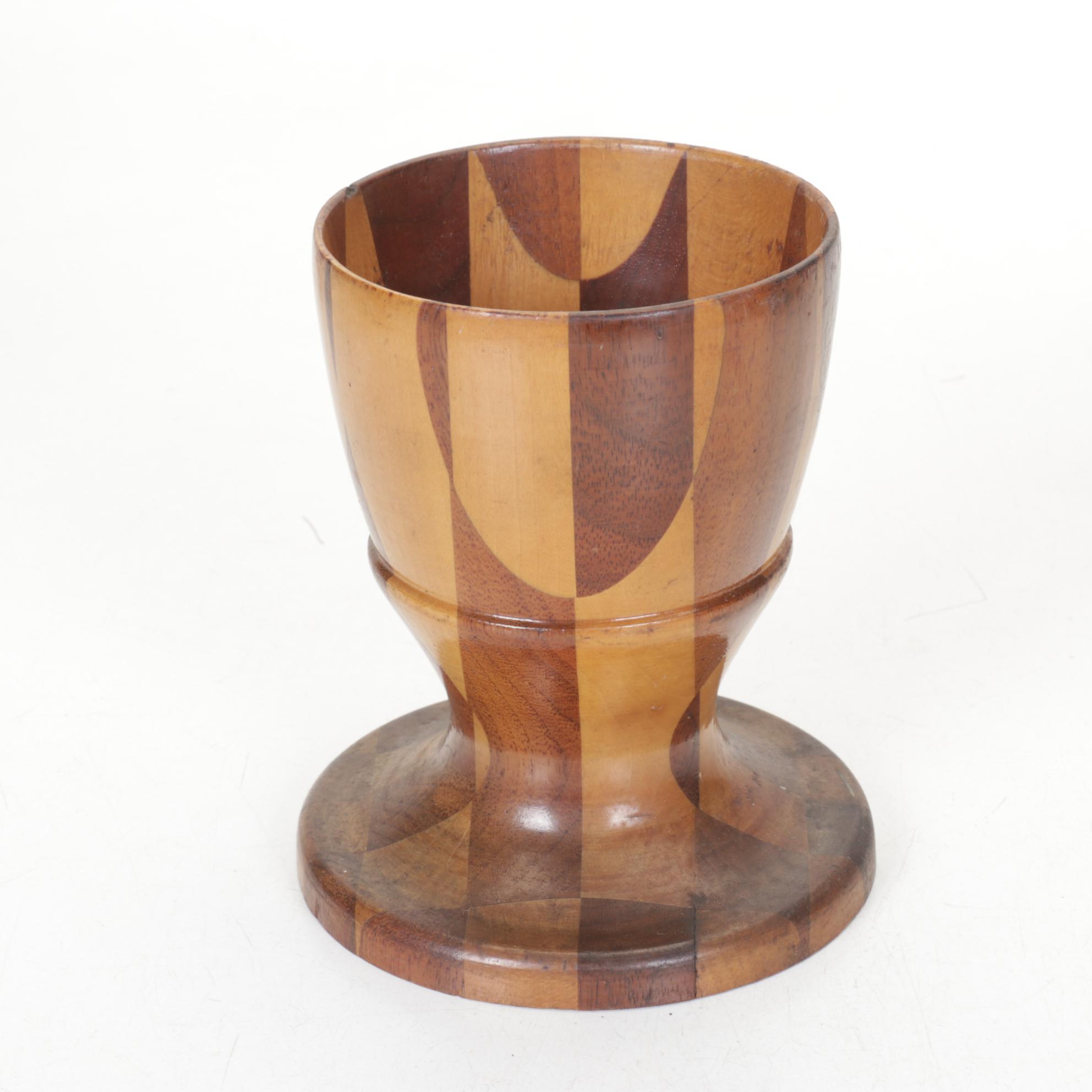 Checkered Wood Box, Mortar & Other Kitchen Tools