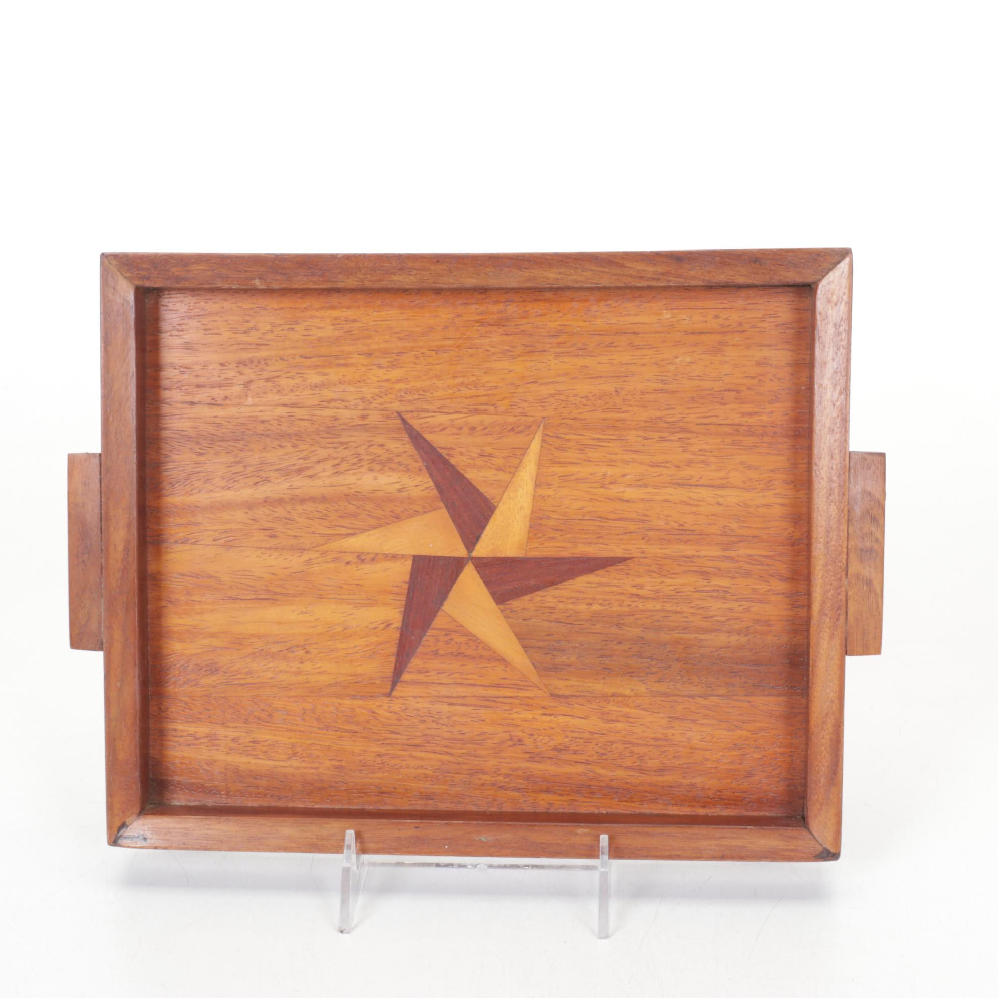 Checkered Wood Box, Mortar & Other Kitchen Tools