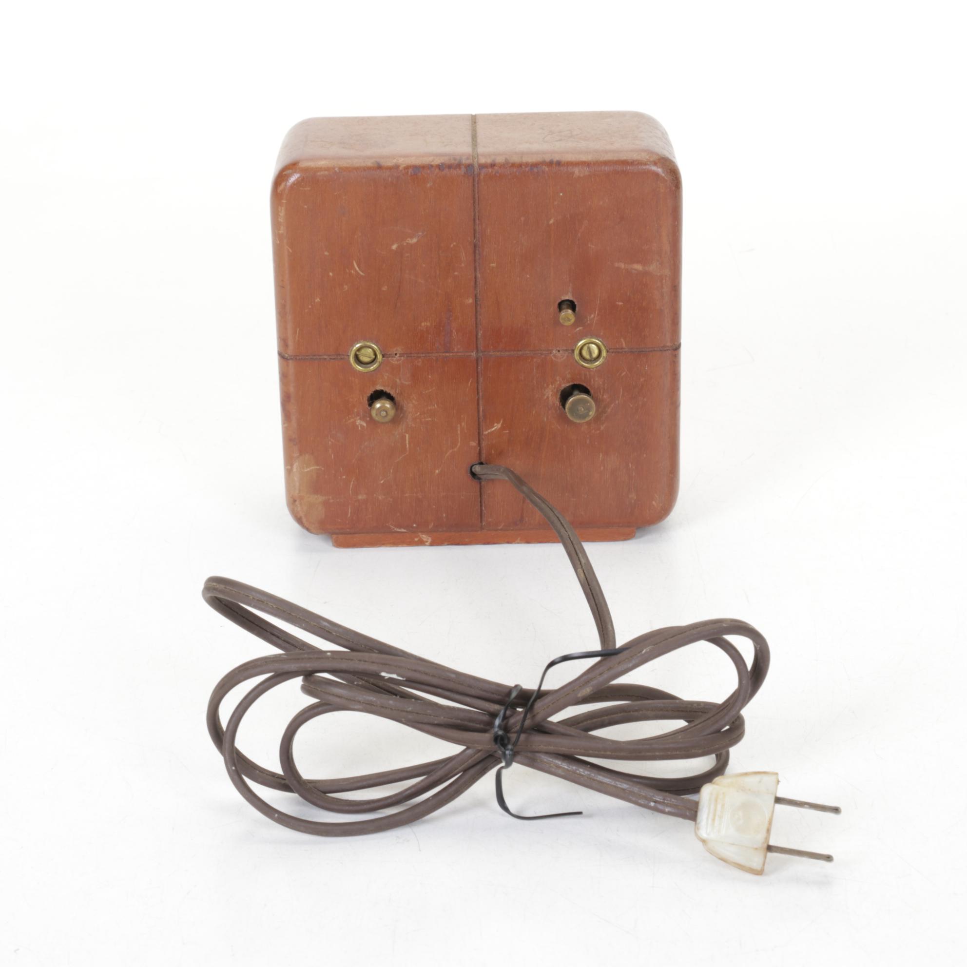 Checkered Wood Box, Mortar & Other Kitchen Tools