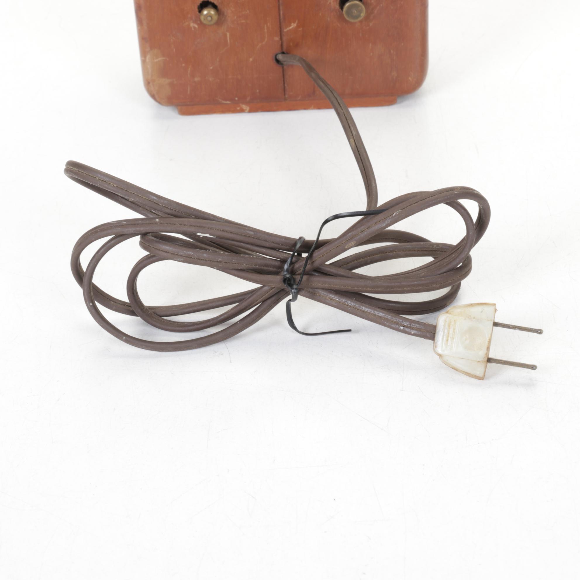 Checkered Wood Box, Mortar & Other Kitchen Tools