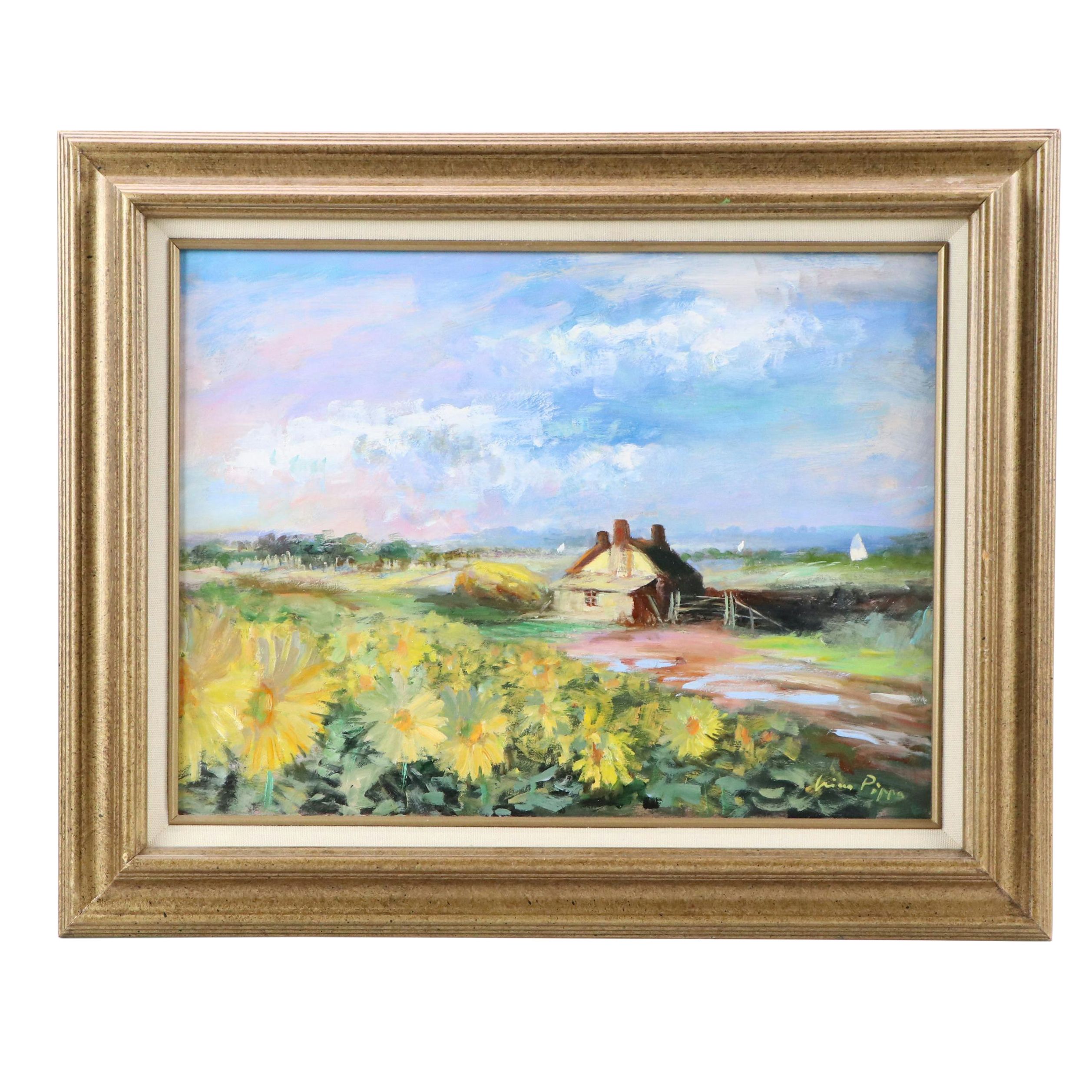 Nino Pippa Oil Painting "Remembering Van Gogh - Sunflowers by the Oise River"