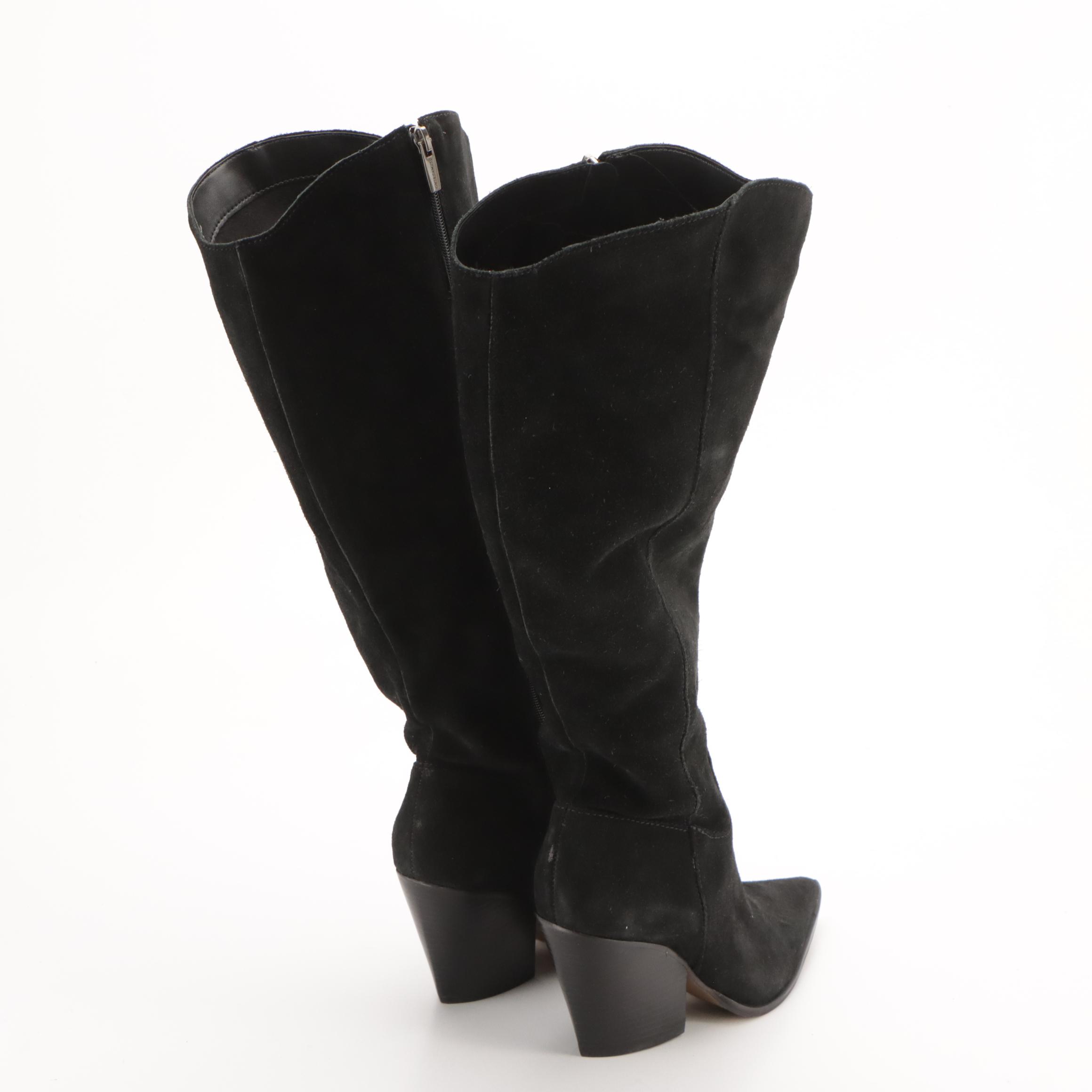 Vince Camuto Oyennda Tall Pointed-Toe Boots in Black Leather
