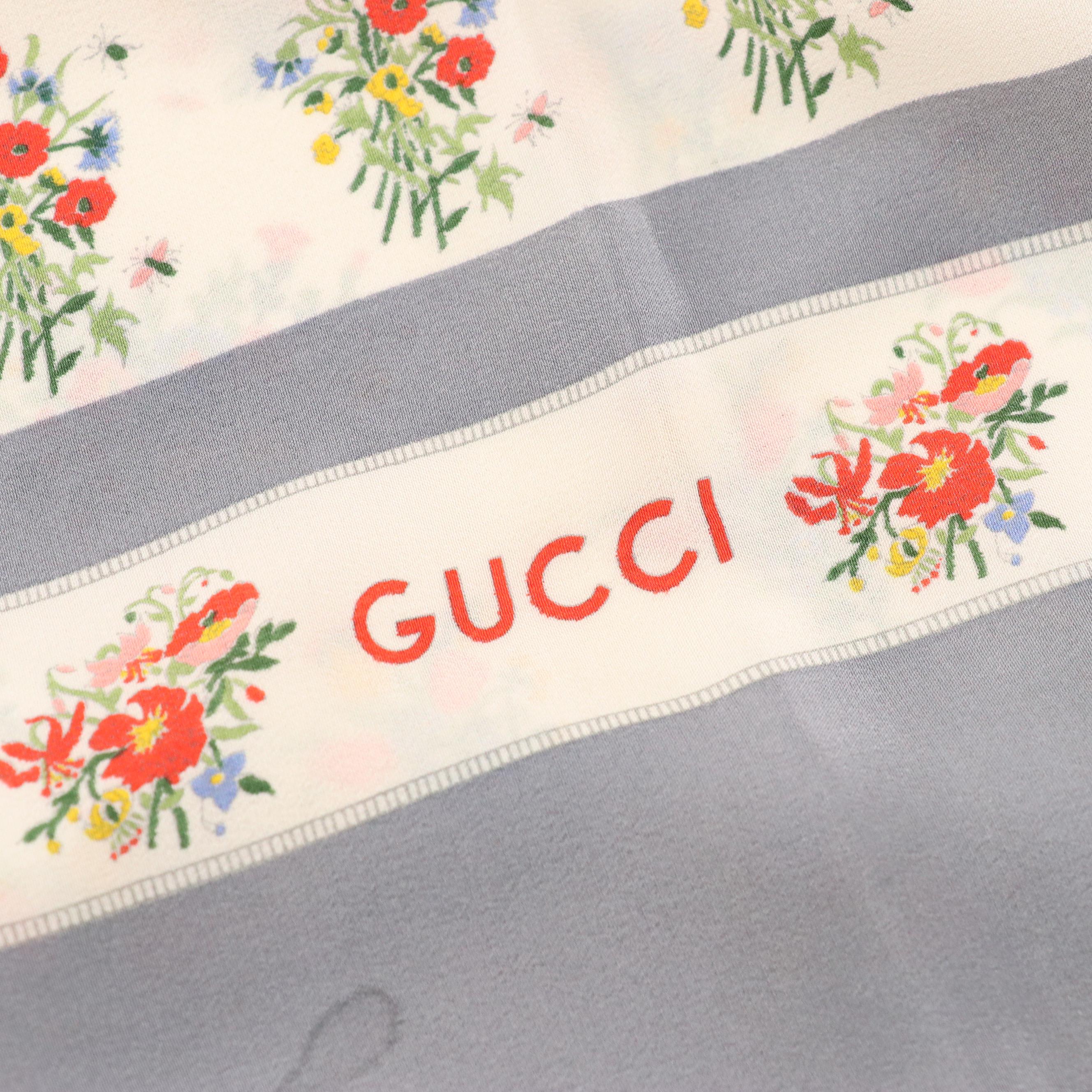 Gucci Bouquet Print Scarf 90 in Silk, circa 1980