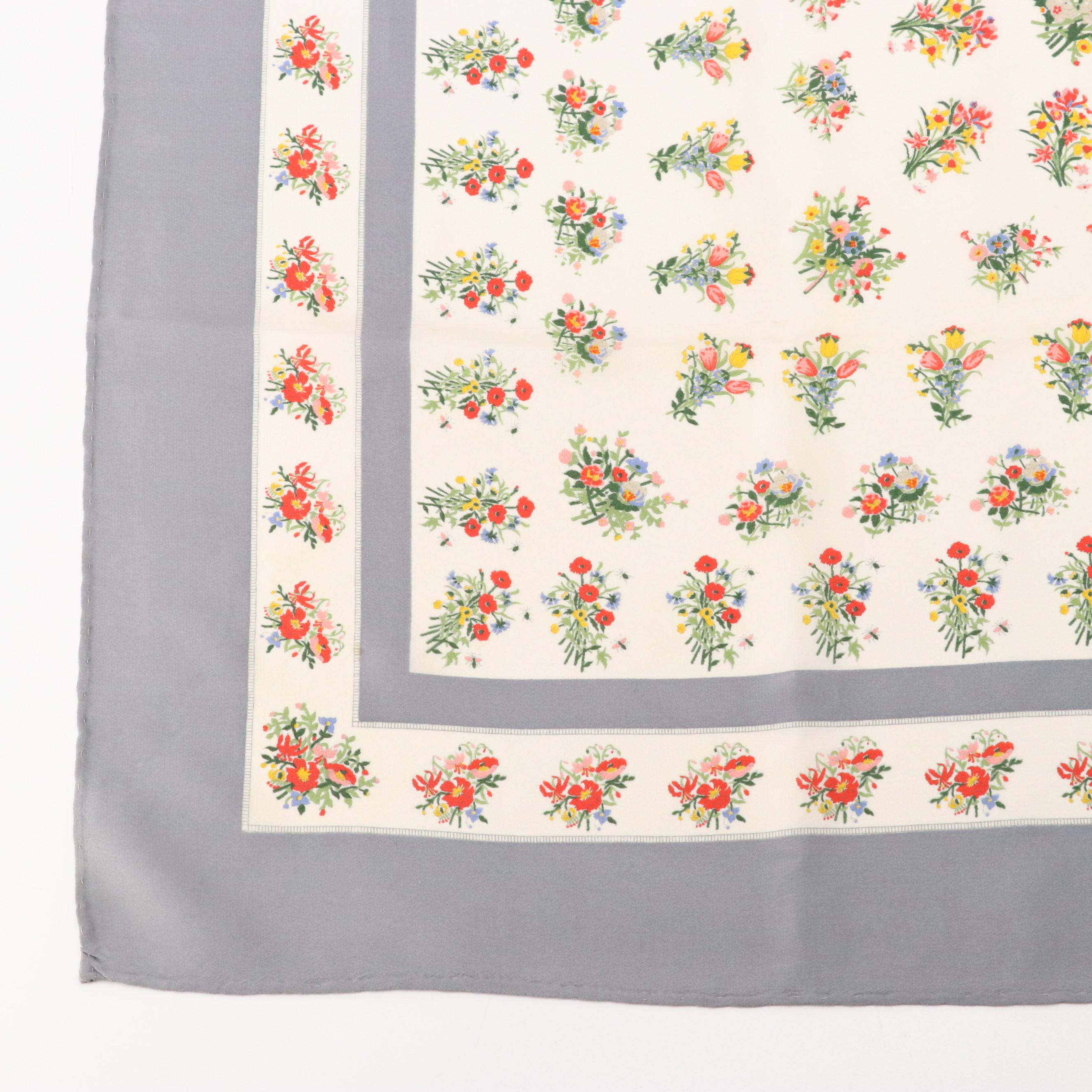 Gucci Bouquet Print Scarf 90 in Silk, circa 1980