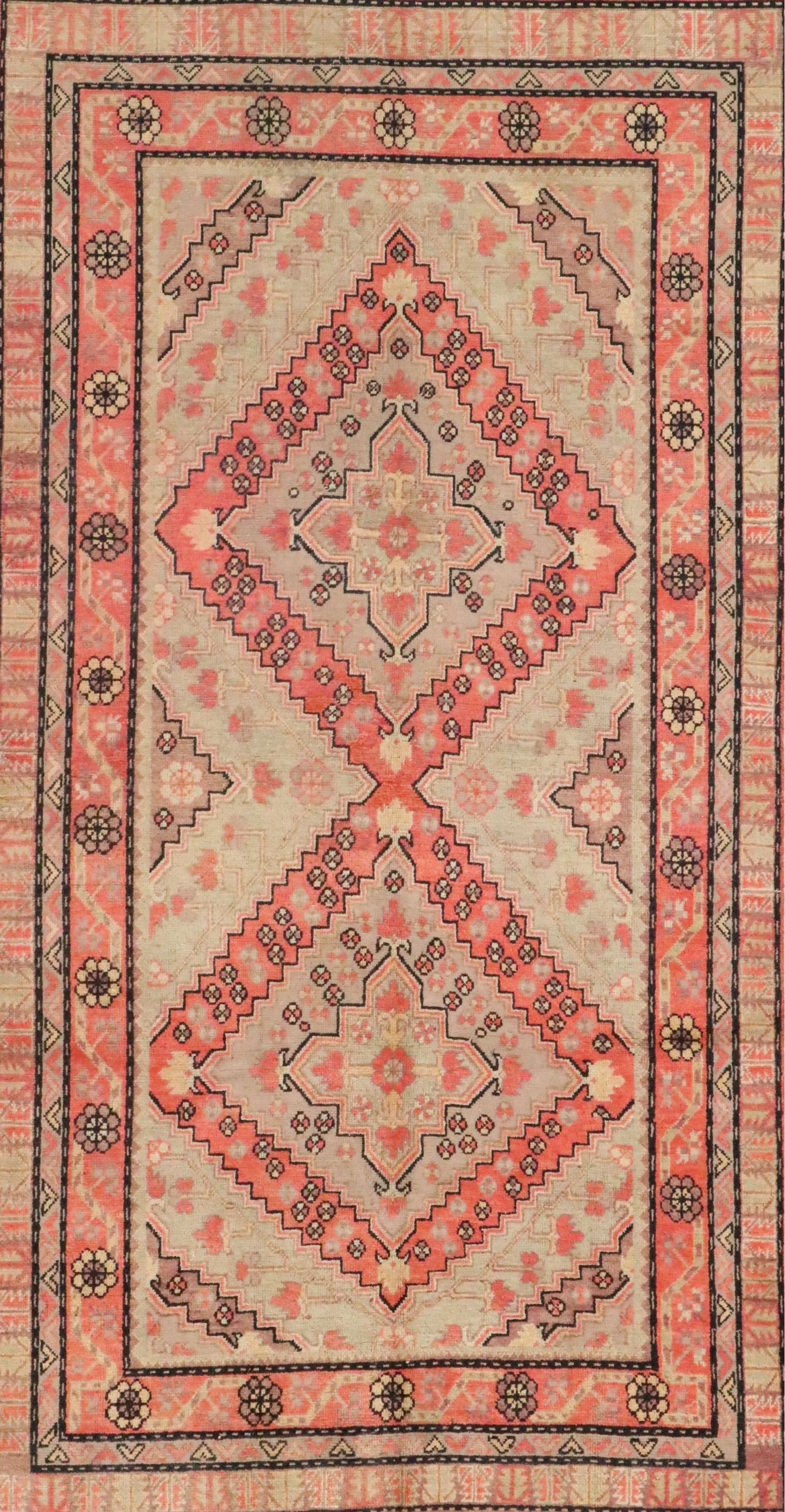 5'1 x 9'3 Hand-Knotted East Turkestan Khotan Area Rug