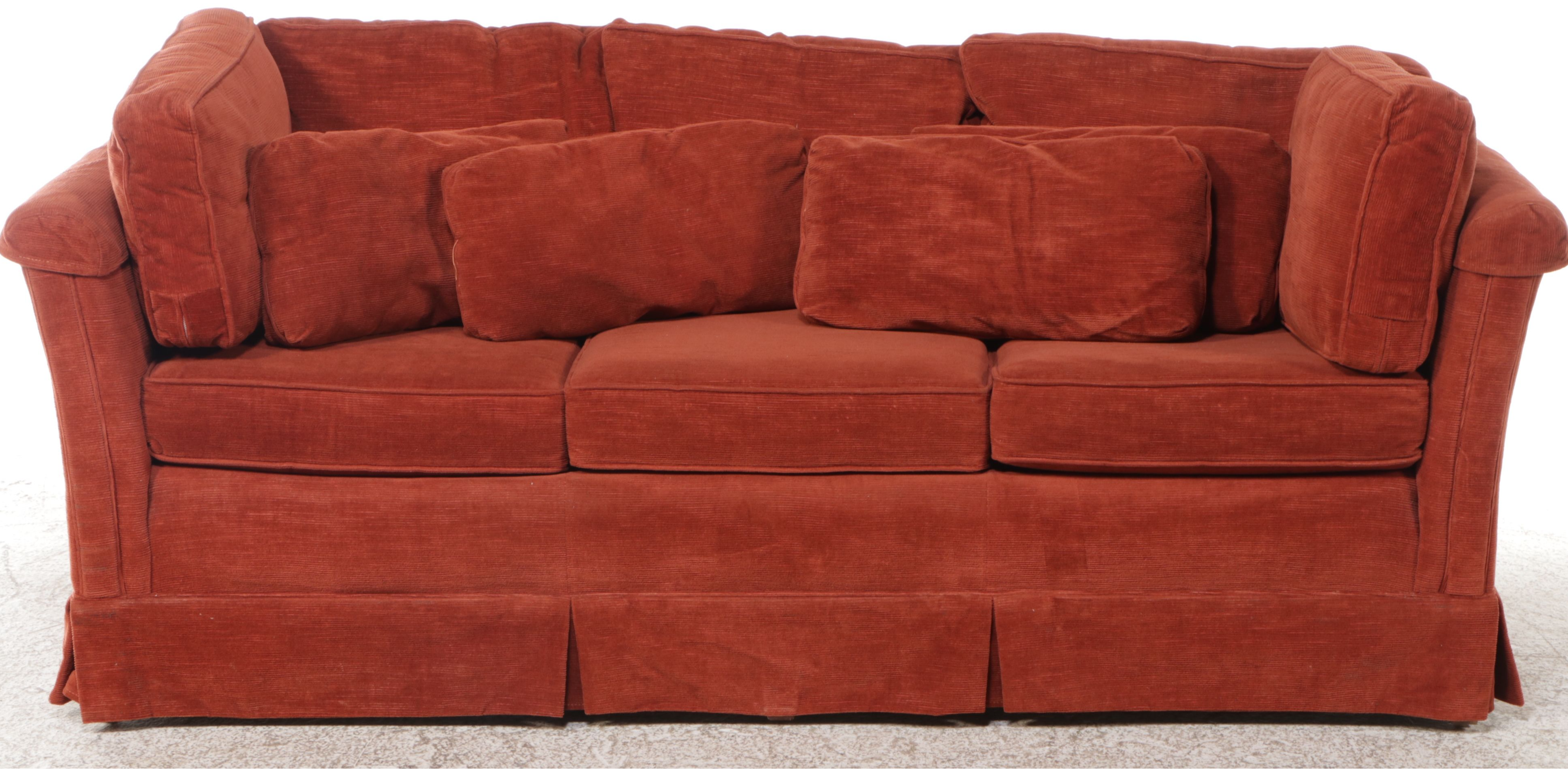 Surry Collection Burnt Orange Chenille Upholstered Sofa