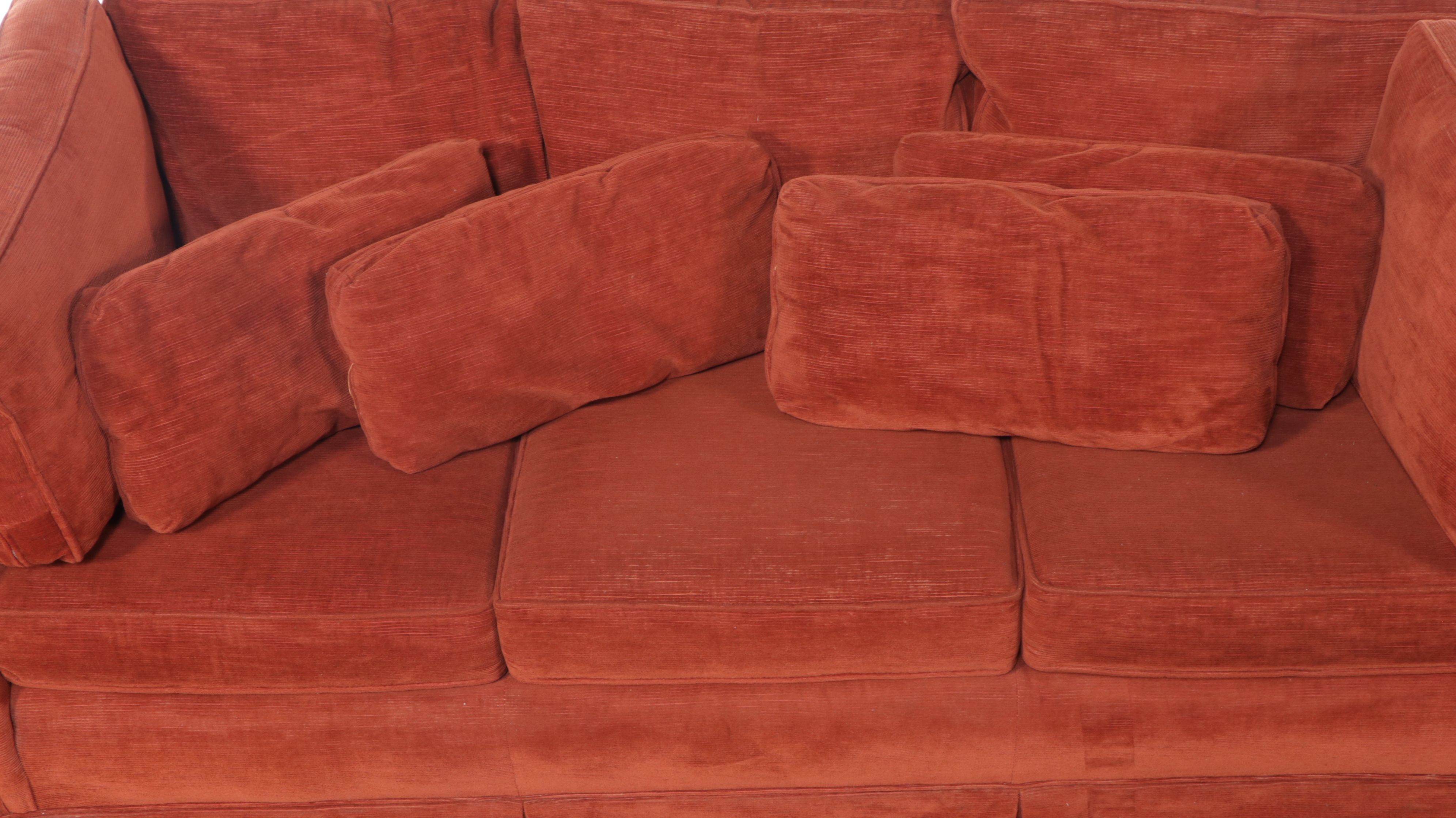 Surry Collection Burnt Orange Chenille Upholstered Sofa