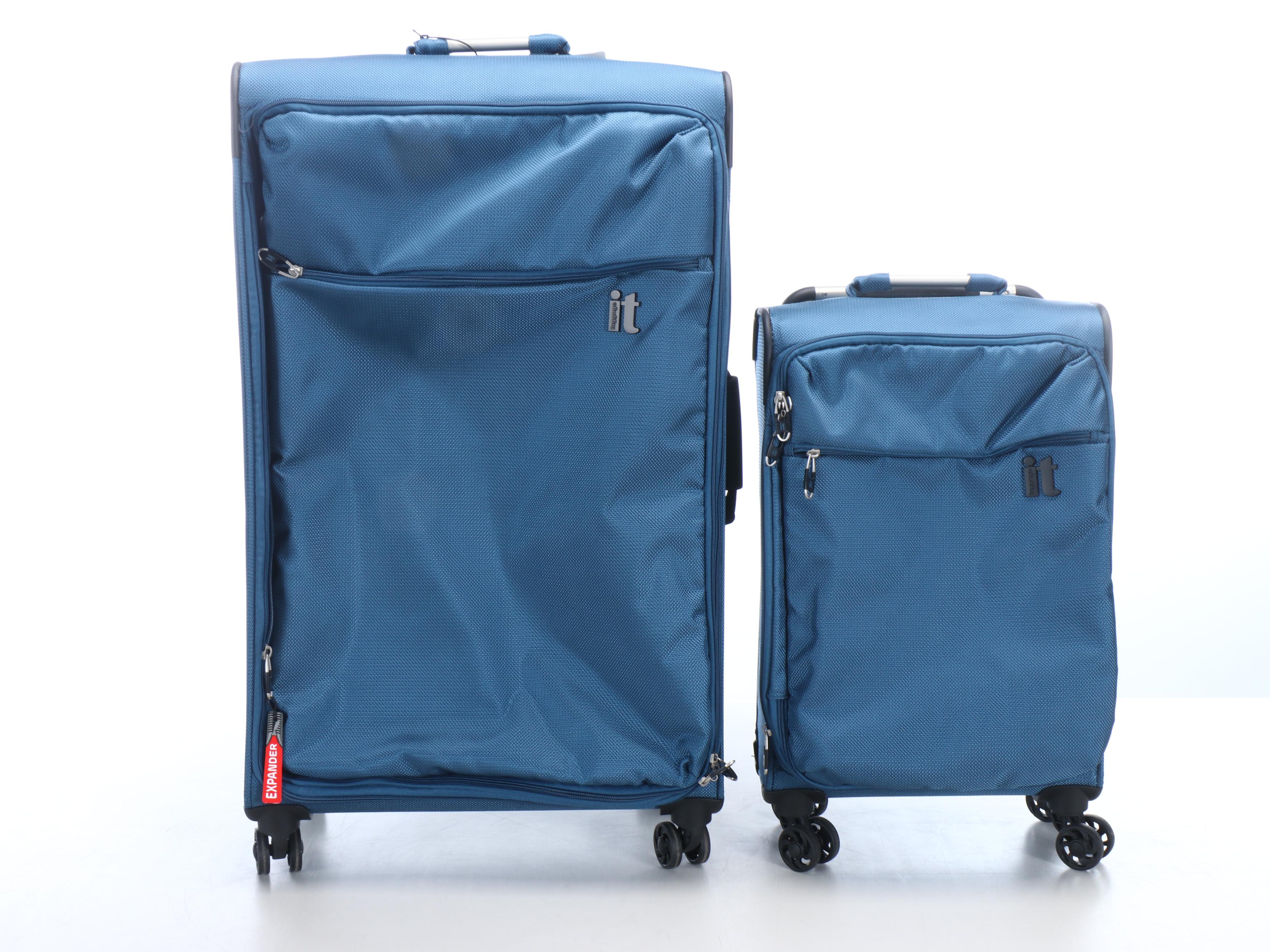 Two It Luggage Blue Nylon Rolling Suitcases