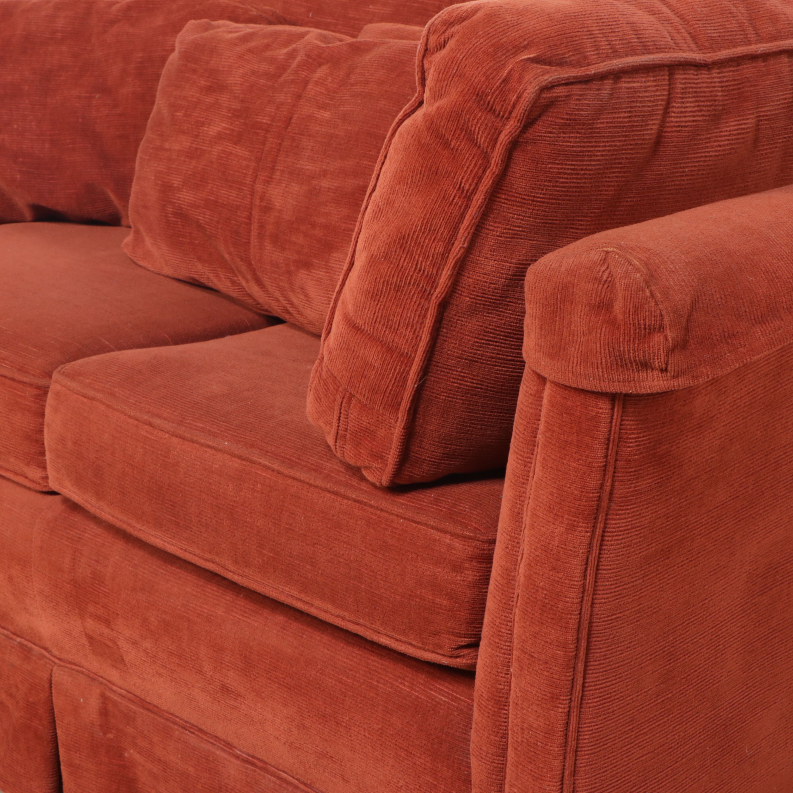 Surry Collection Burnt Orange Chenille Upholstered Sofa