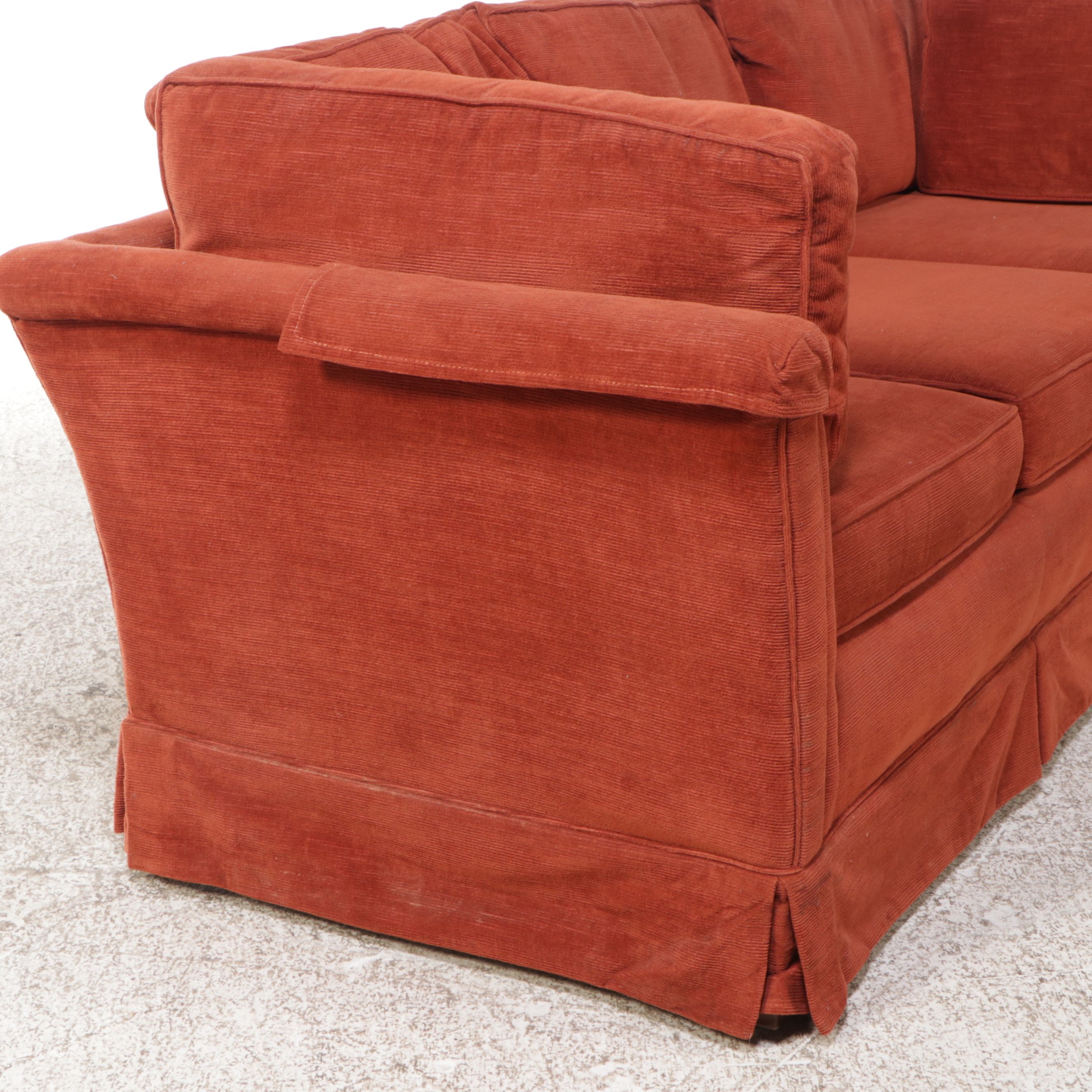 Surry Collection Burnt Orange Chenille Upholstered Sofa