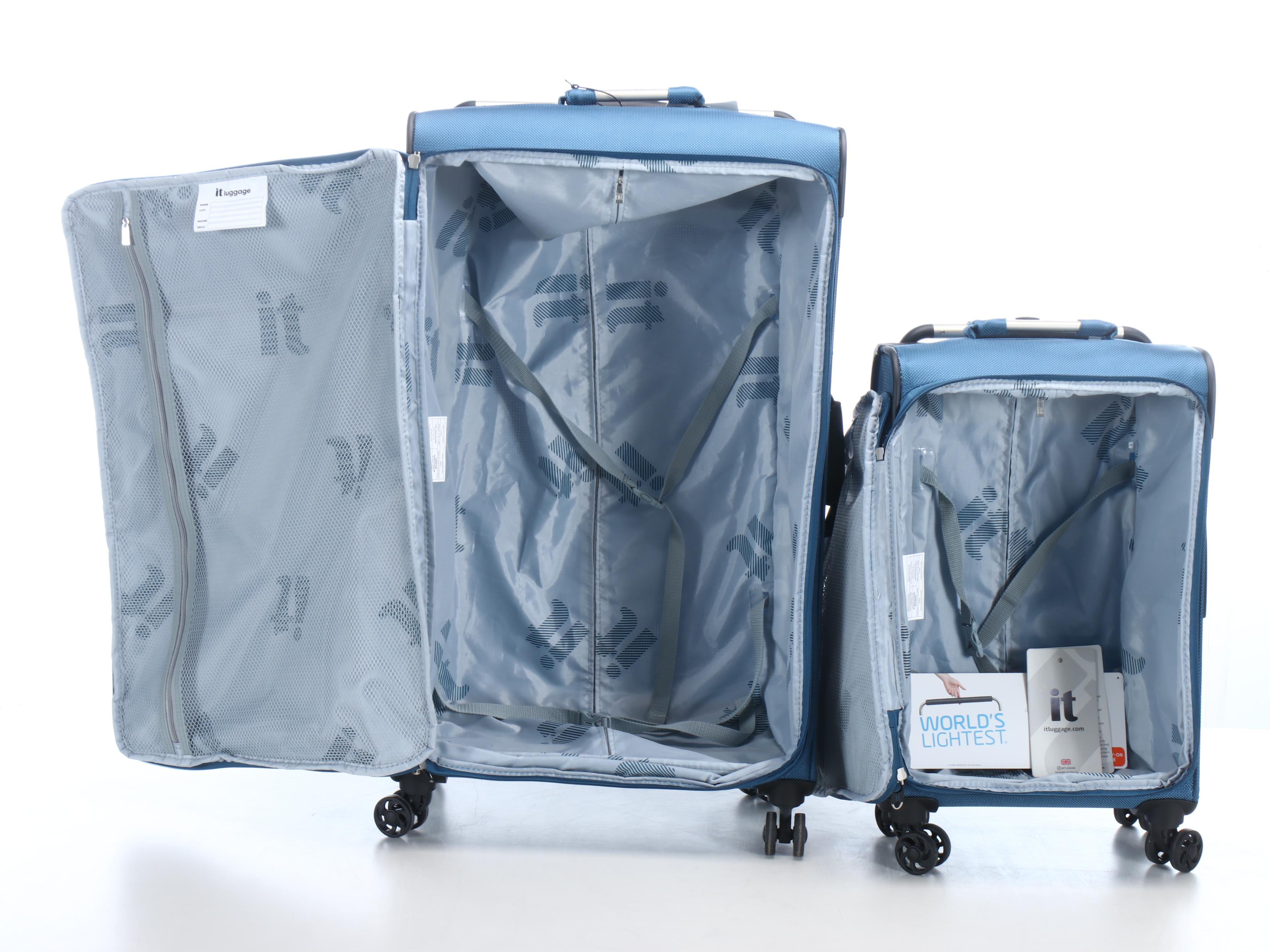 Two It Luggage Blue Nylon Rolling Suitcases