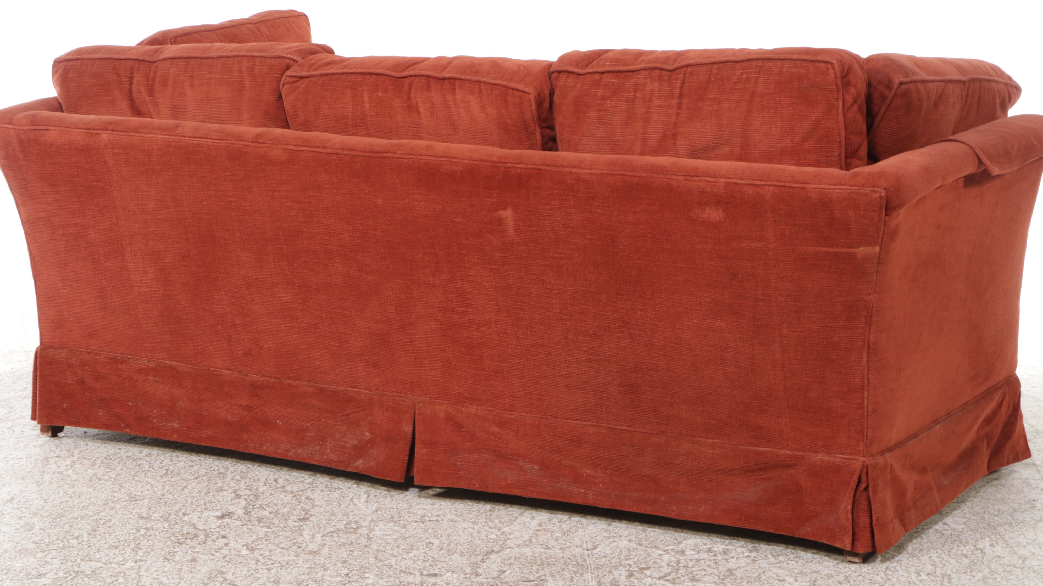 Surry Collection Burnt Orange Chenille Upholstered Sofa