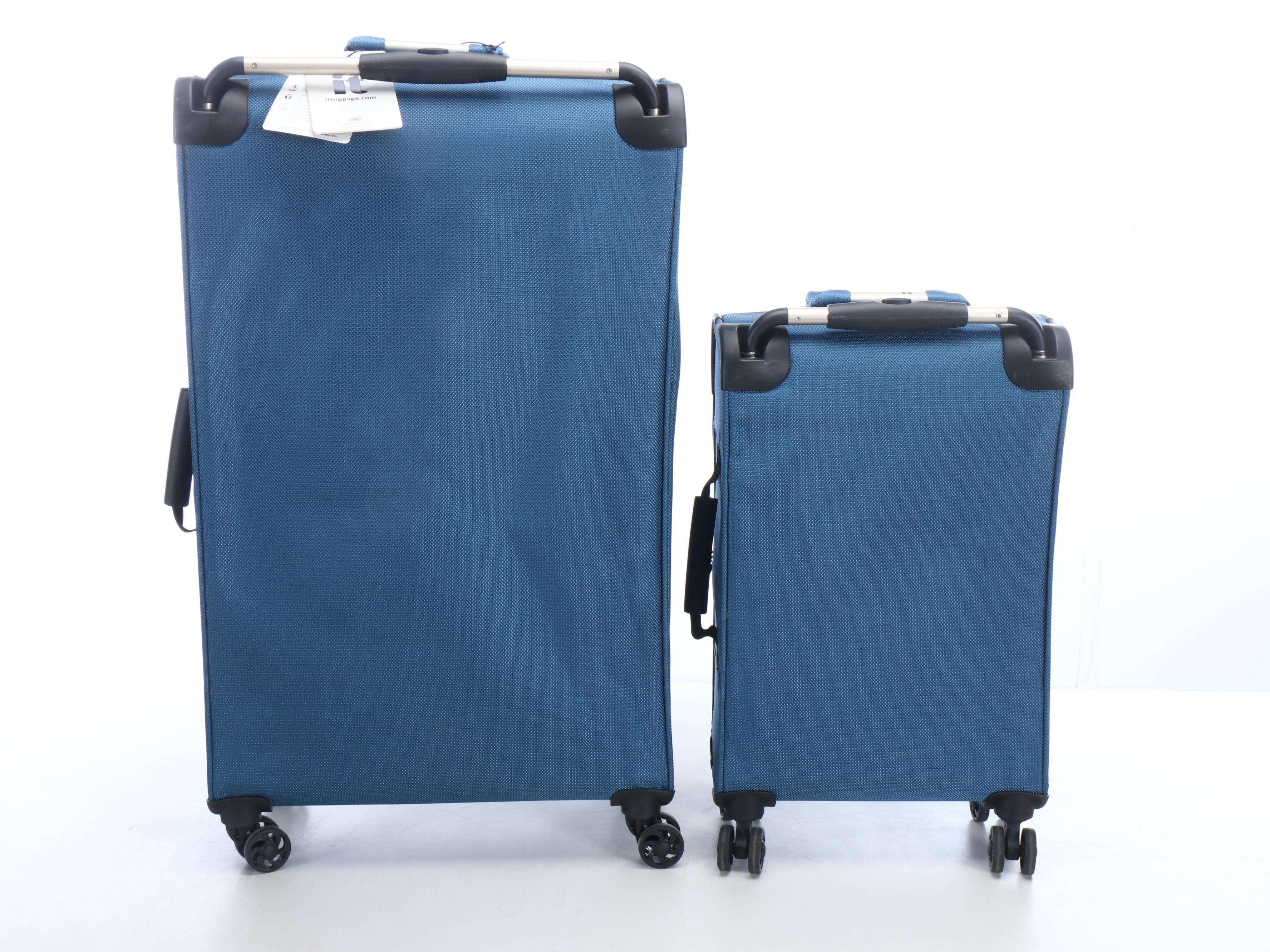 Two It Luggage Blue Nylon Rolling Suitcases