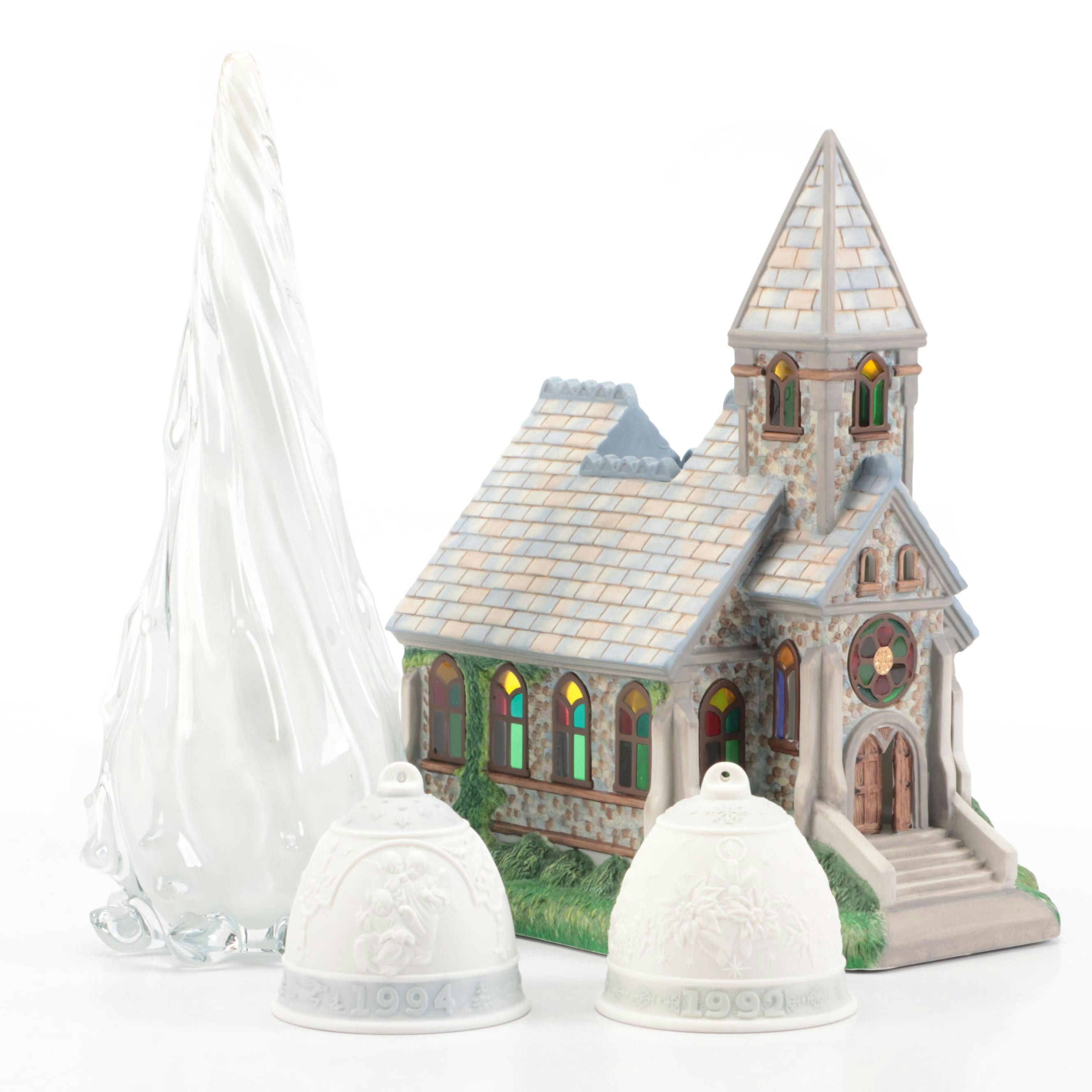 Lladró Porcelain Christmas Bells with More Tabletop Christmas Décor