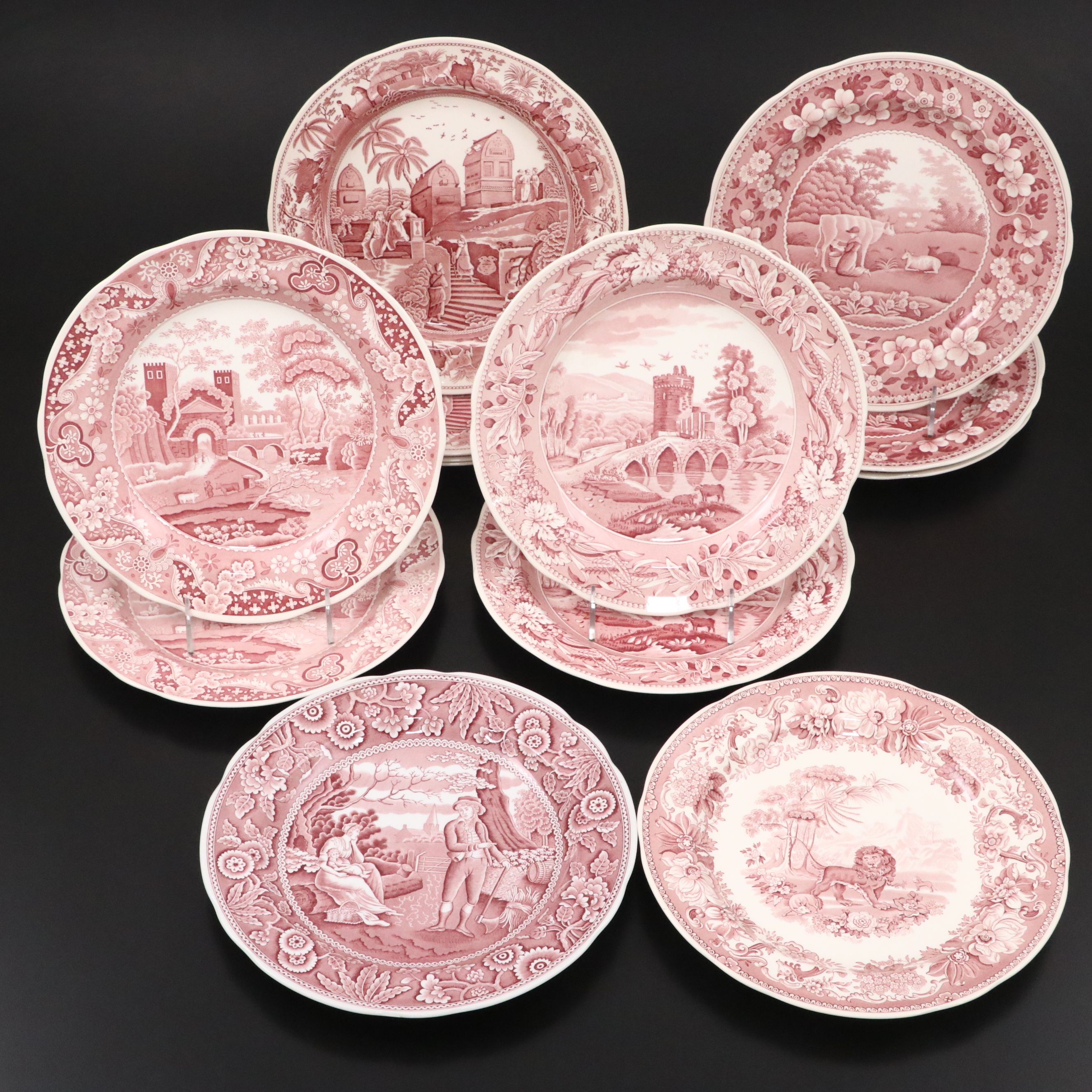 The Spode Archive Collection "Traditions Series" Cranberry Ceramic Plates