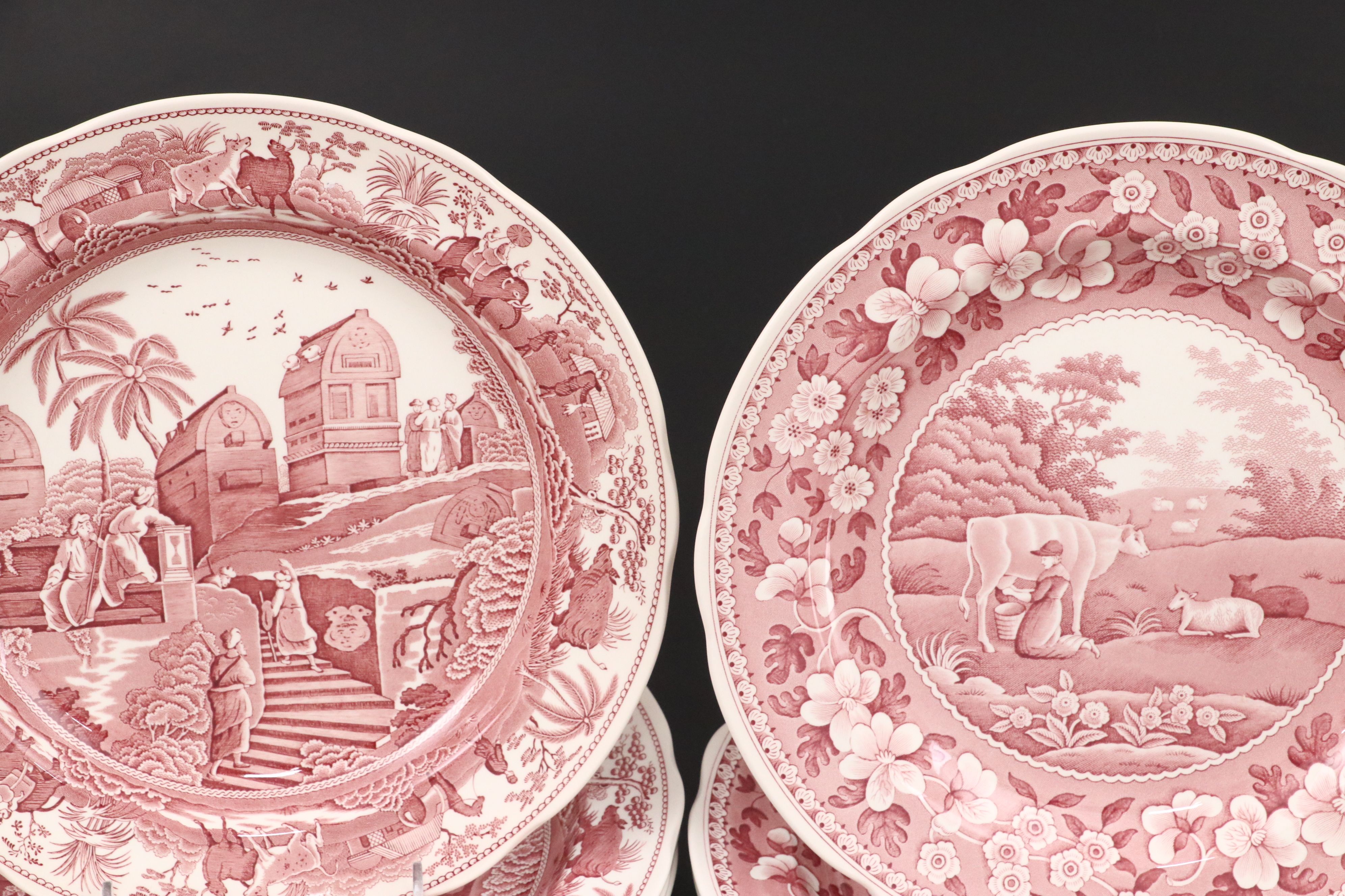 The Spode Archive Collection "Traditions Series" Cranberry Ceramic Plates