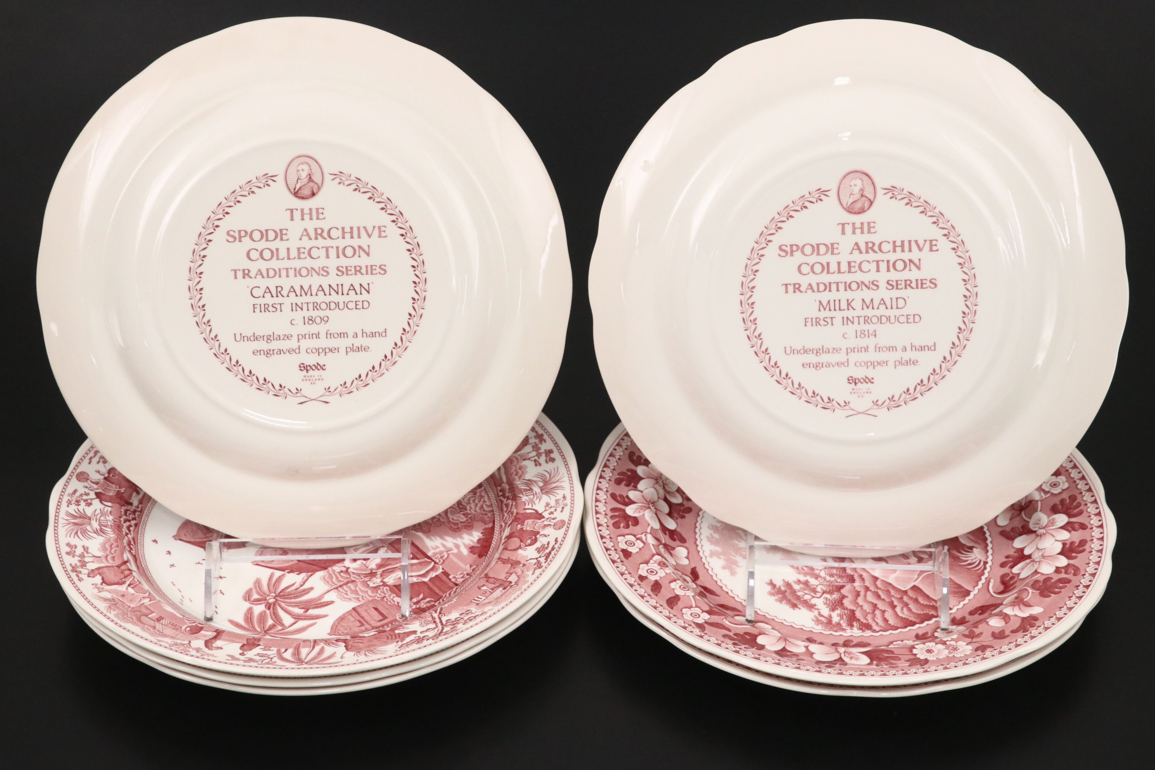 The Spode Archive Collection "Traditions Series" Cranberry Ceramic Plates