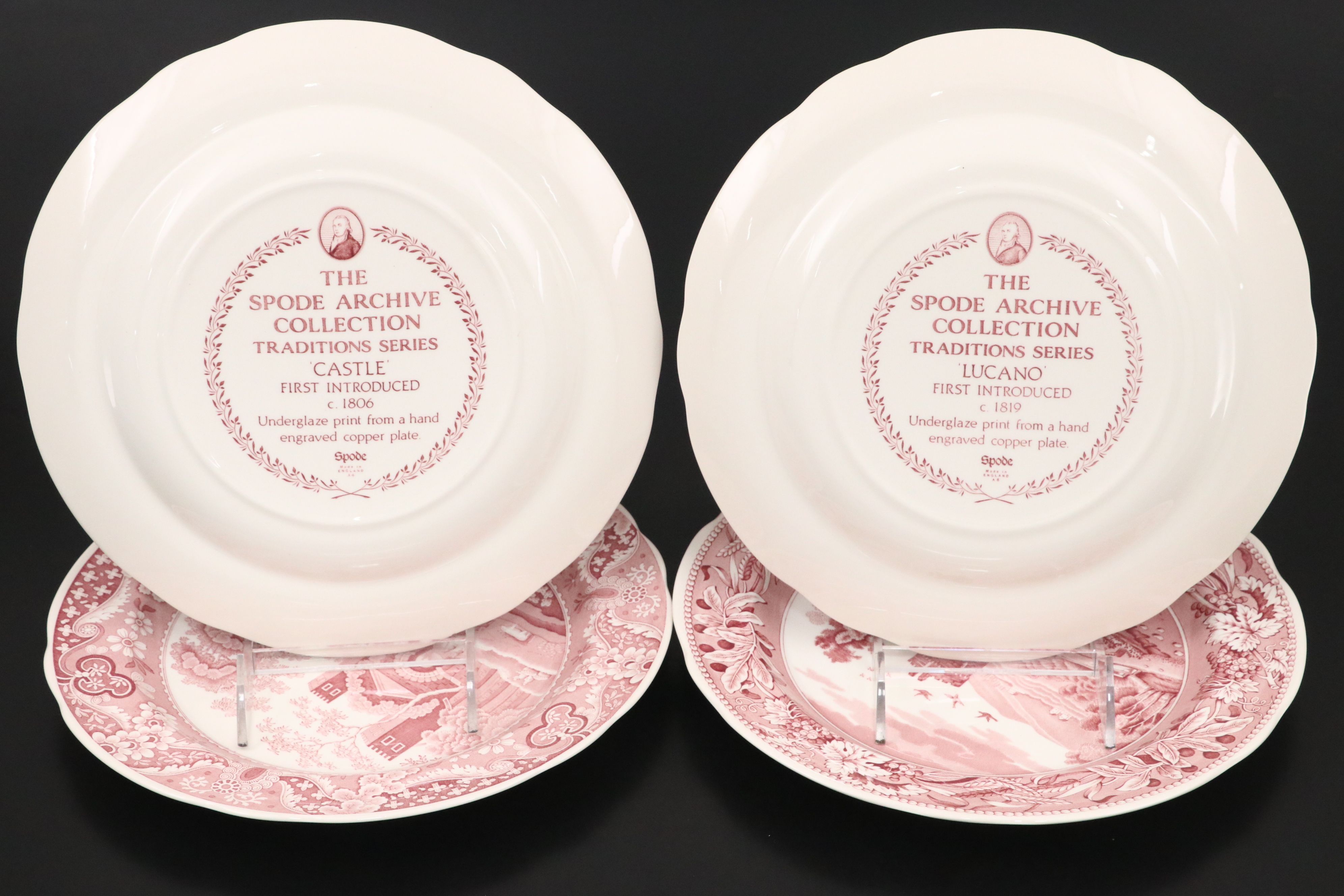 The Spode Archive Collection "Traditions Series" Cranberry Ceramic Plates