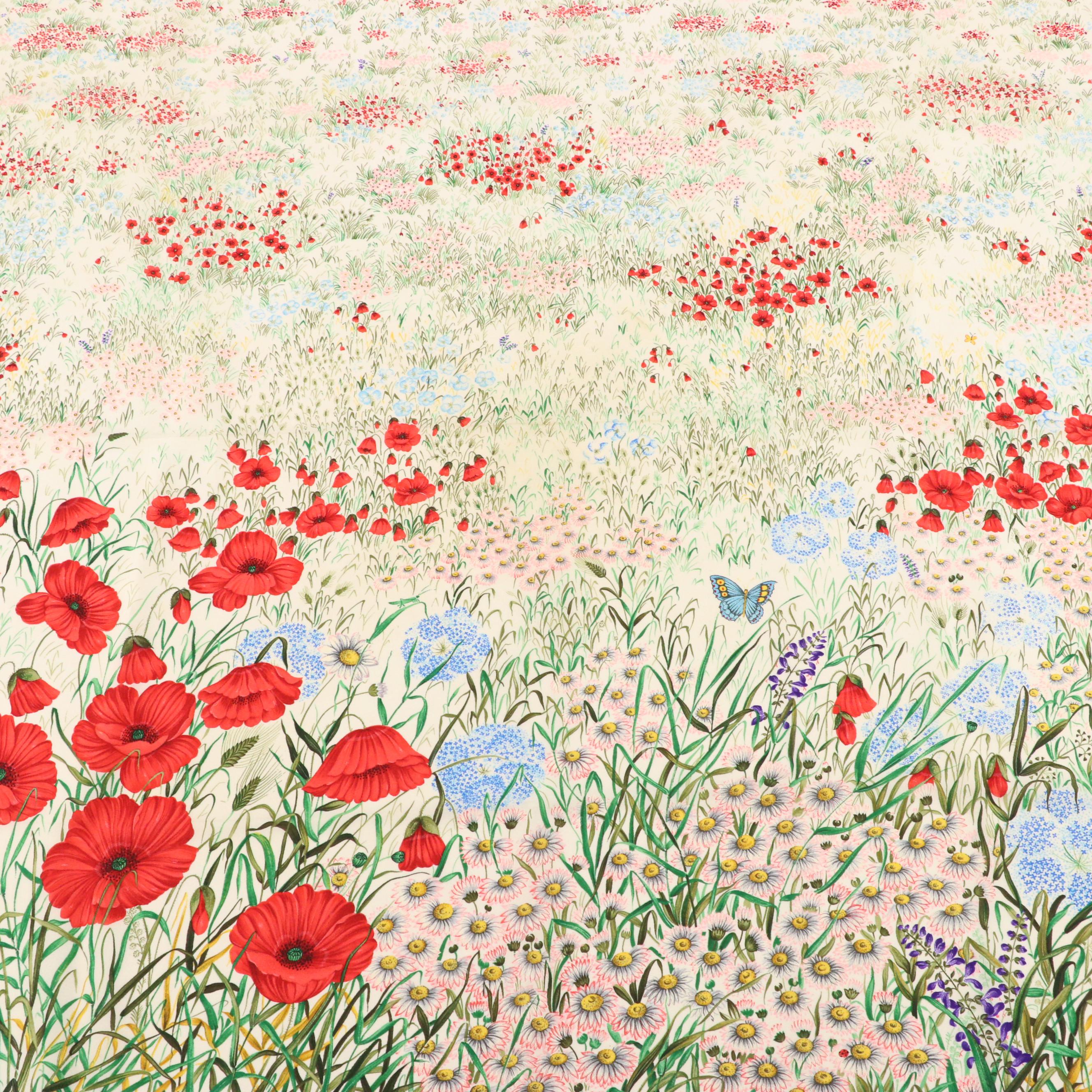 Gucci Floral Field Scarf 90 in Silk, 1980s