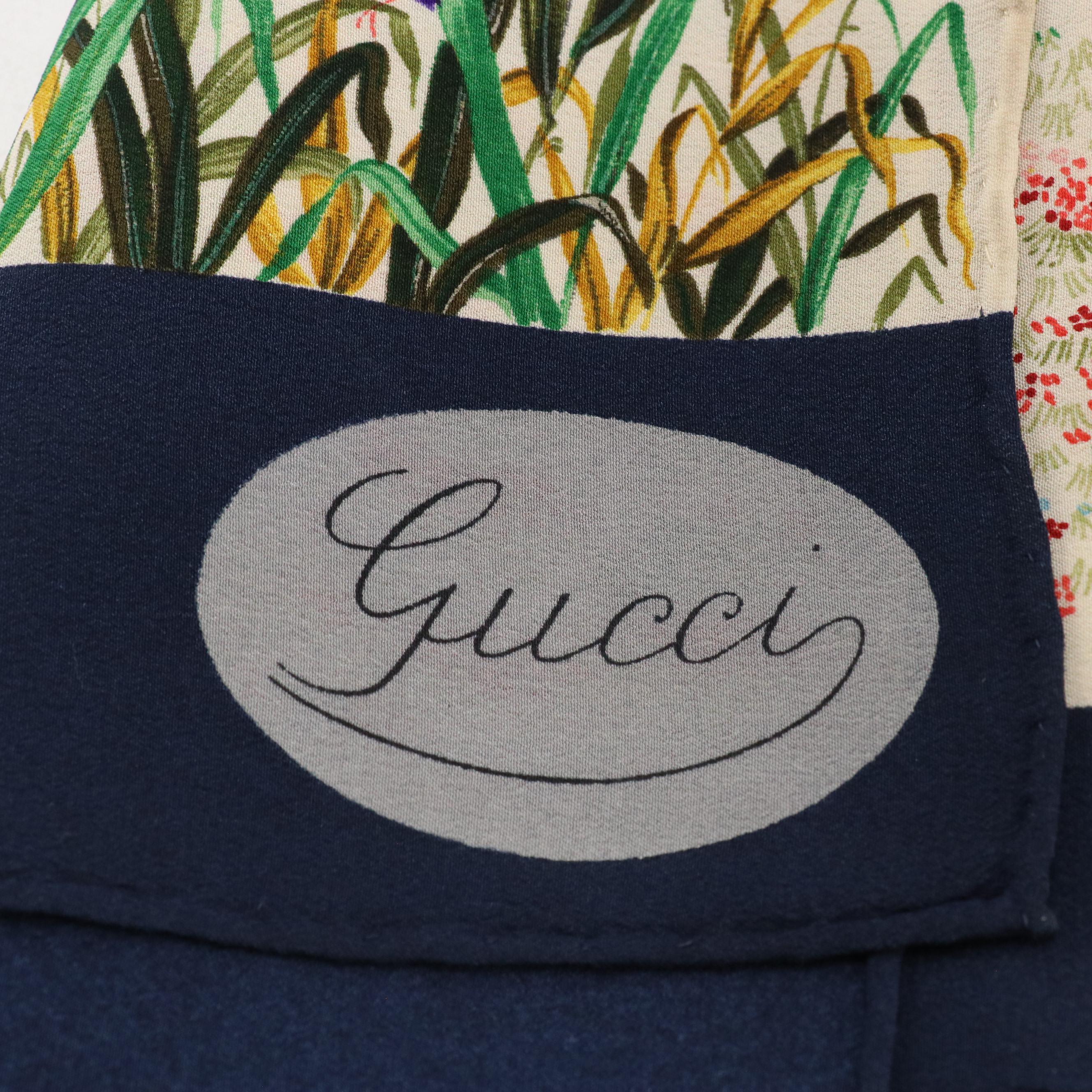 Gucci Floral Field Scarf 90 in Silk, 1980s