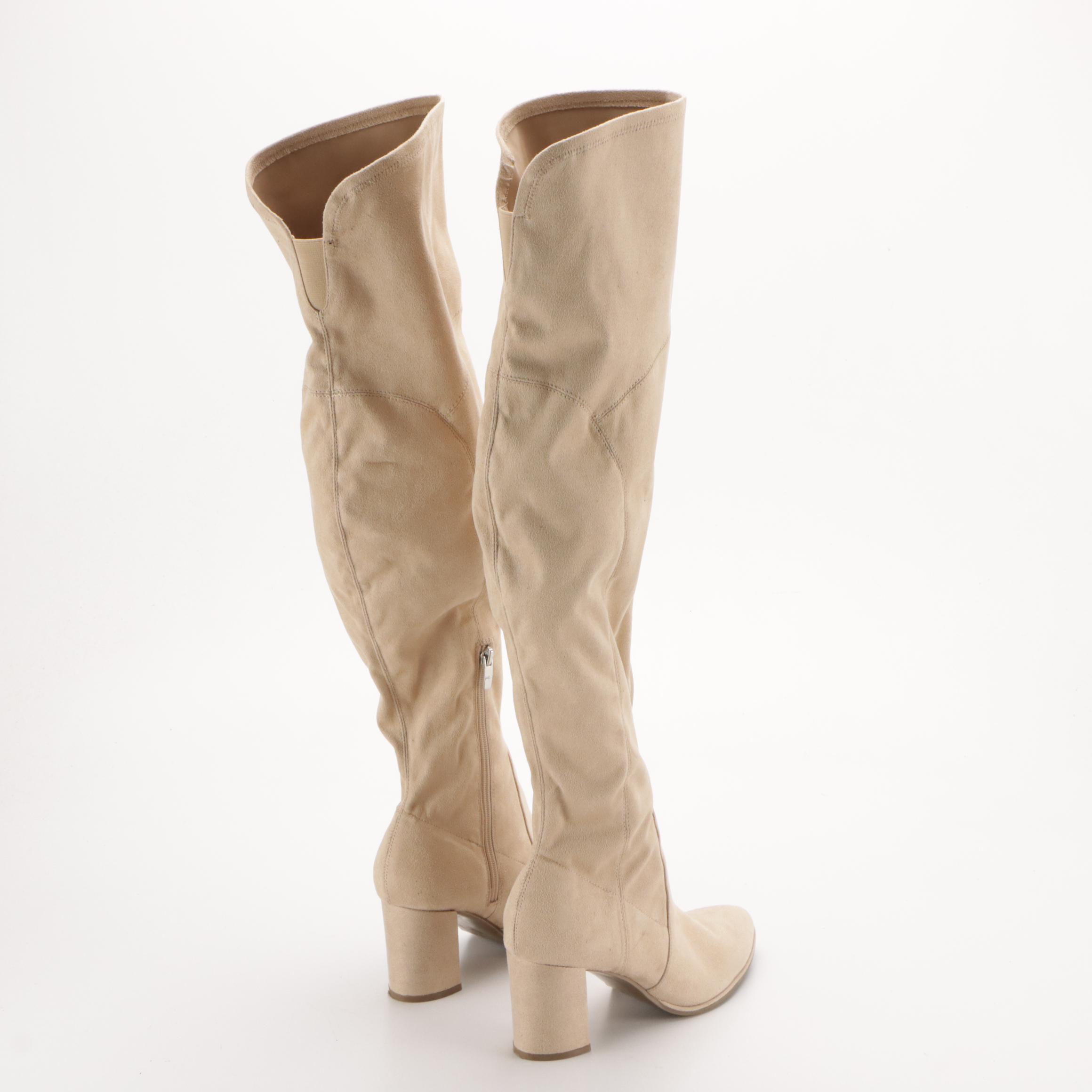 Marc Fisher Luley Over-The-Knee Block Heel Boots in Neutral Faux-Suede