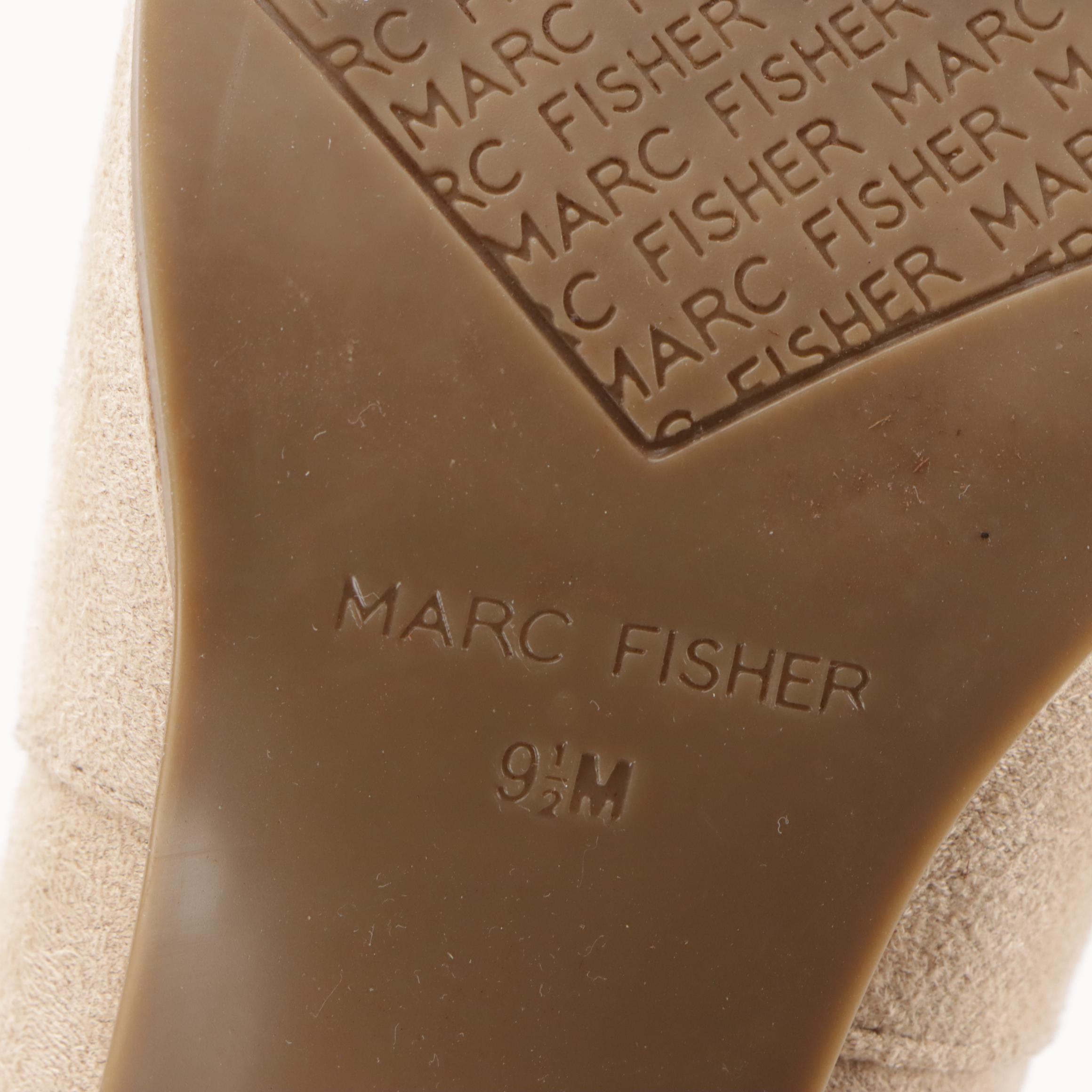 Marc Fisher Luley Over-The-Knee Block Heel Boots in Neutral Faux-Suede