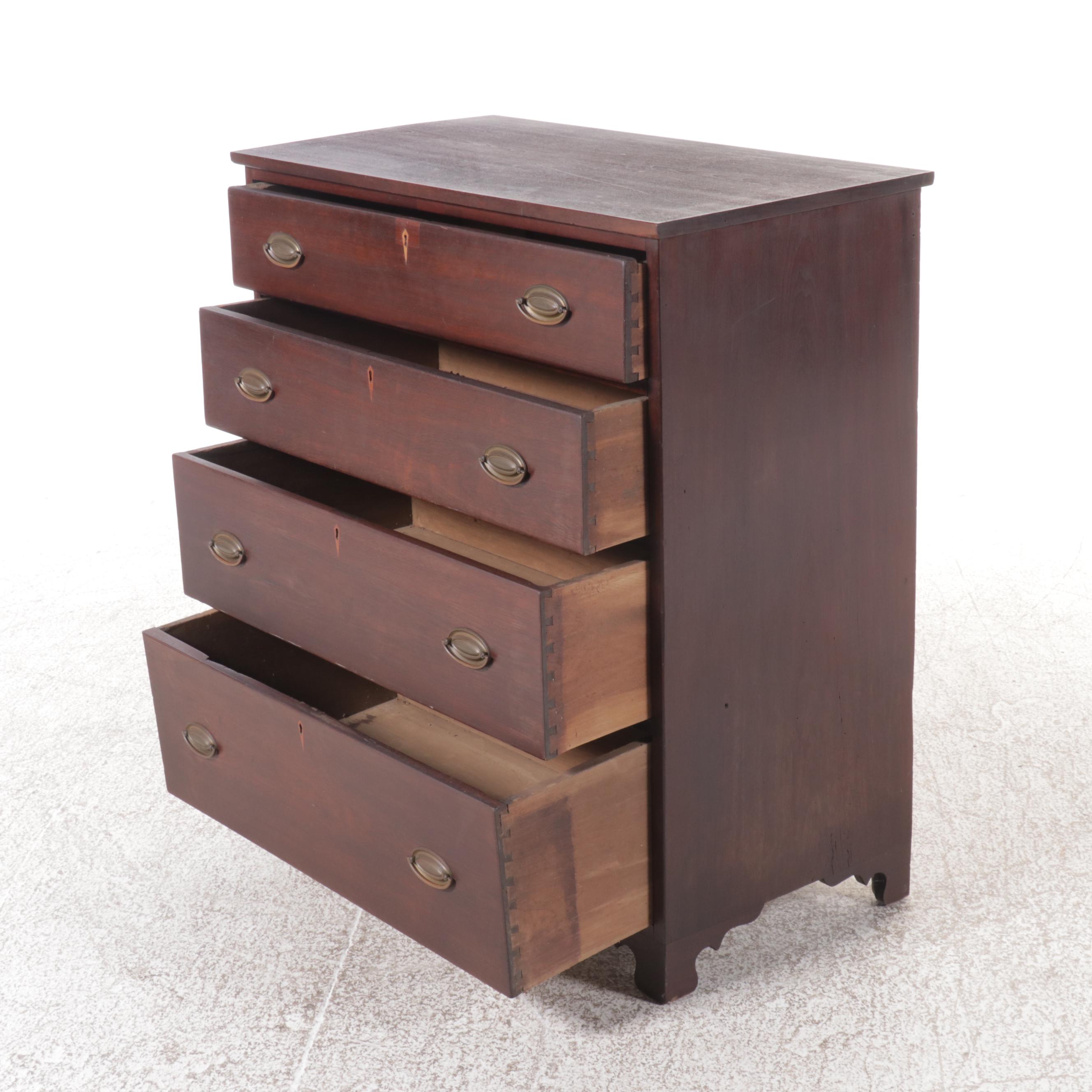 American Walnut Chest of Drawers, 19th Century