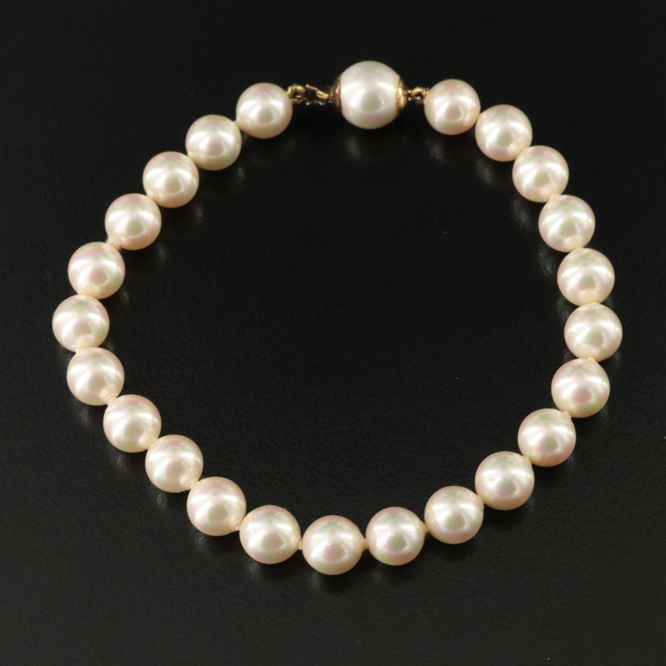 Faux Pearl Necklace and Bracelet with Sterling Clasps