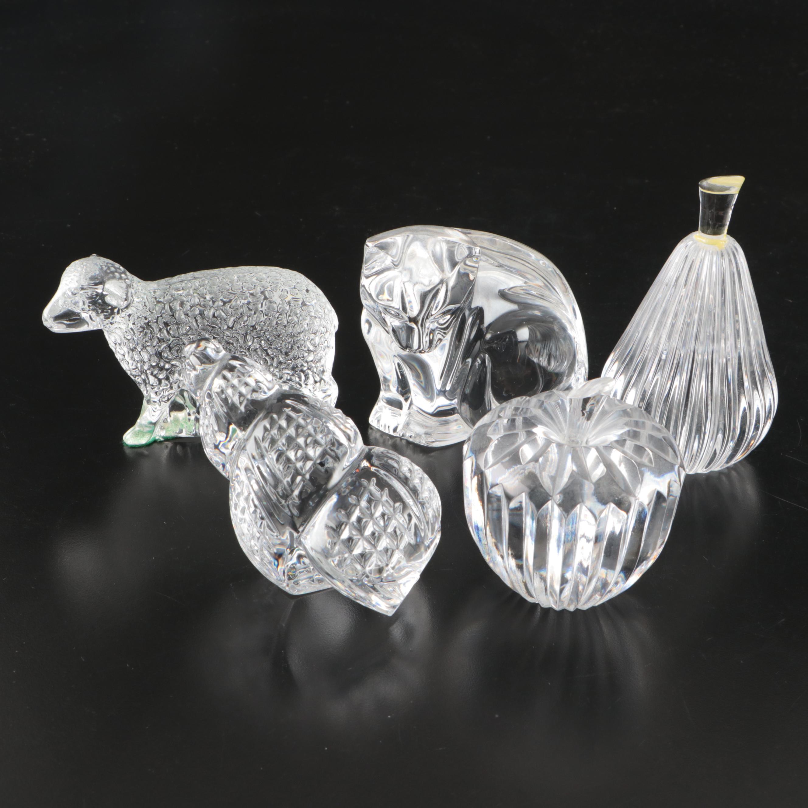 Waterford Crystal Cat, Sheep, Pear, and More Figurines