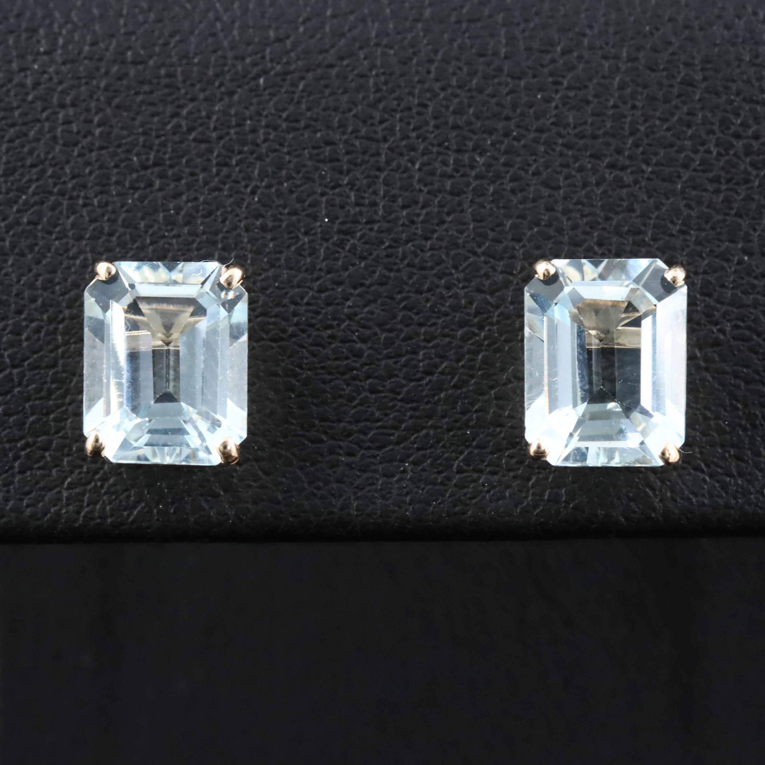 14K Aquamarine Solitaire Earrings