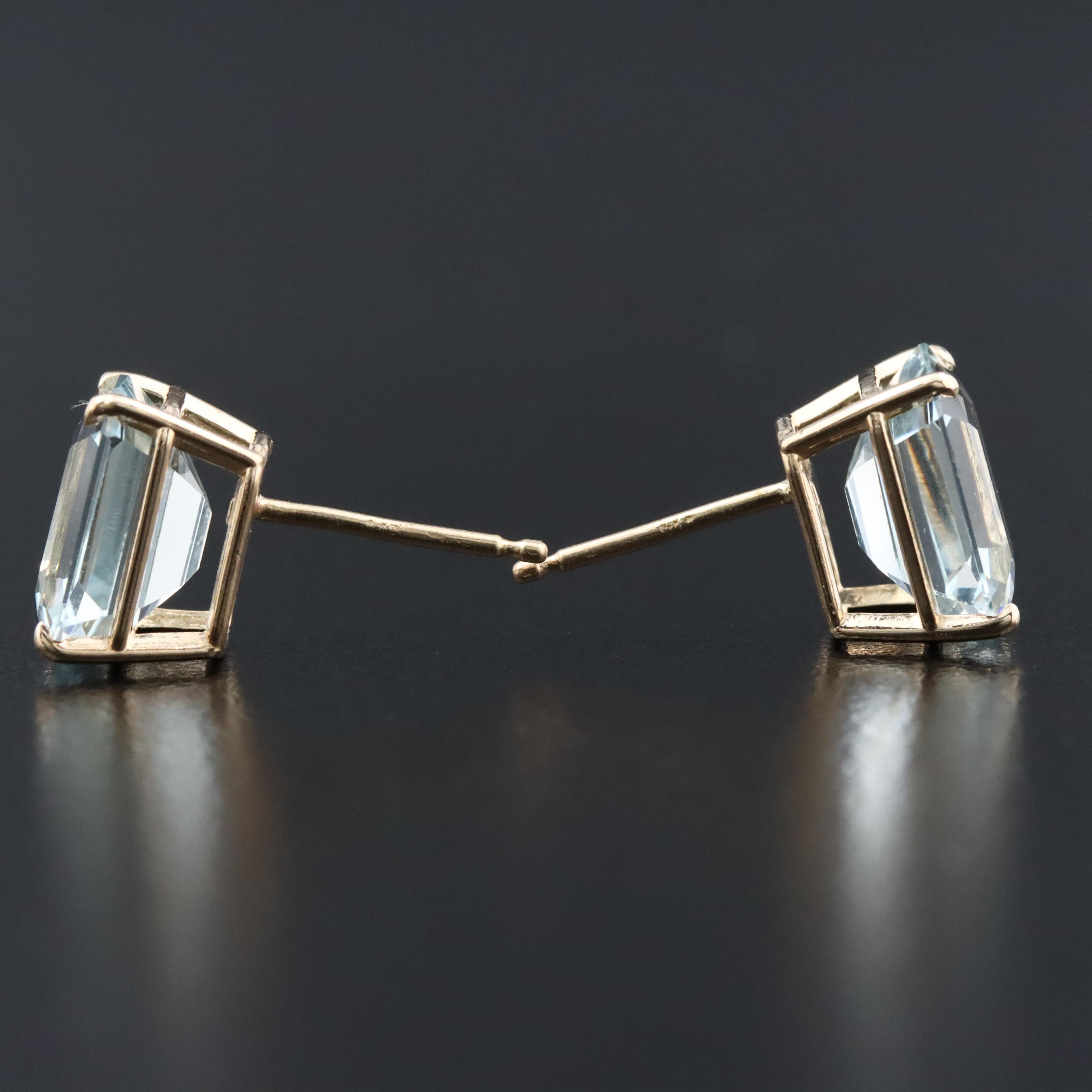 14K Aquamarine Solitaire Earrings