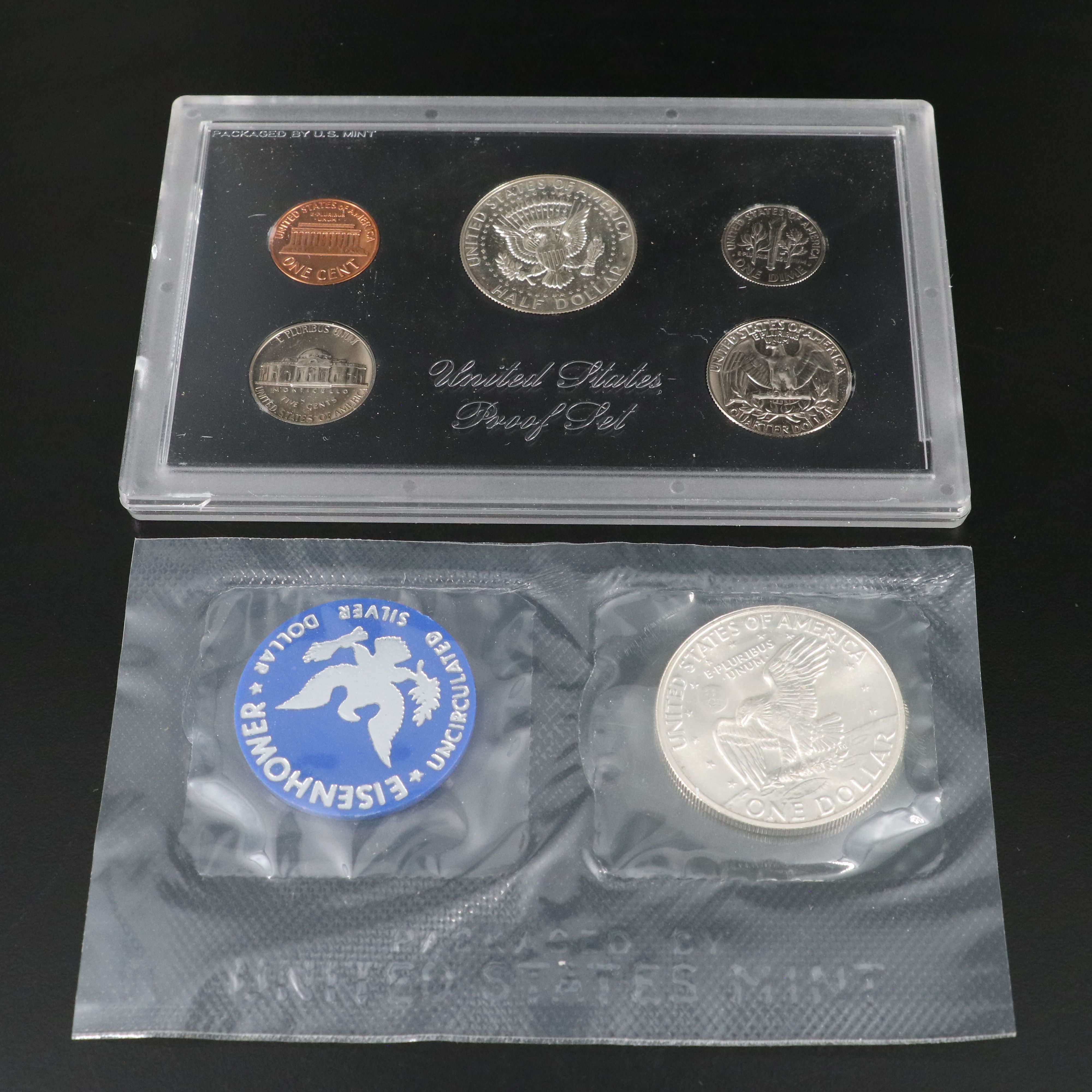 Uncirculated U.S. Coins, Including Commemorative, Proof Sets, Silver Ike Dollar