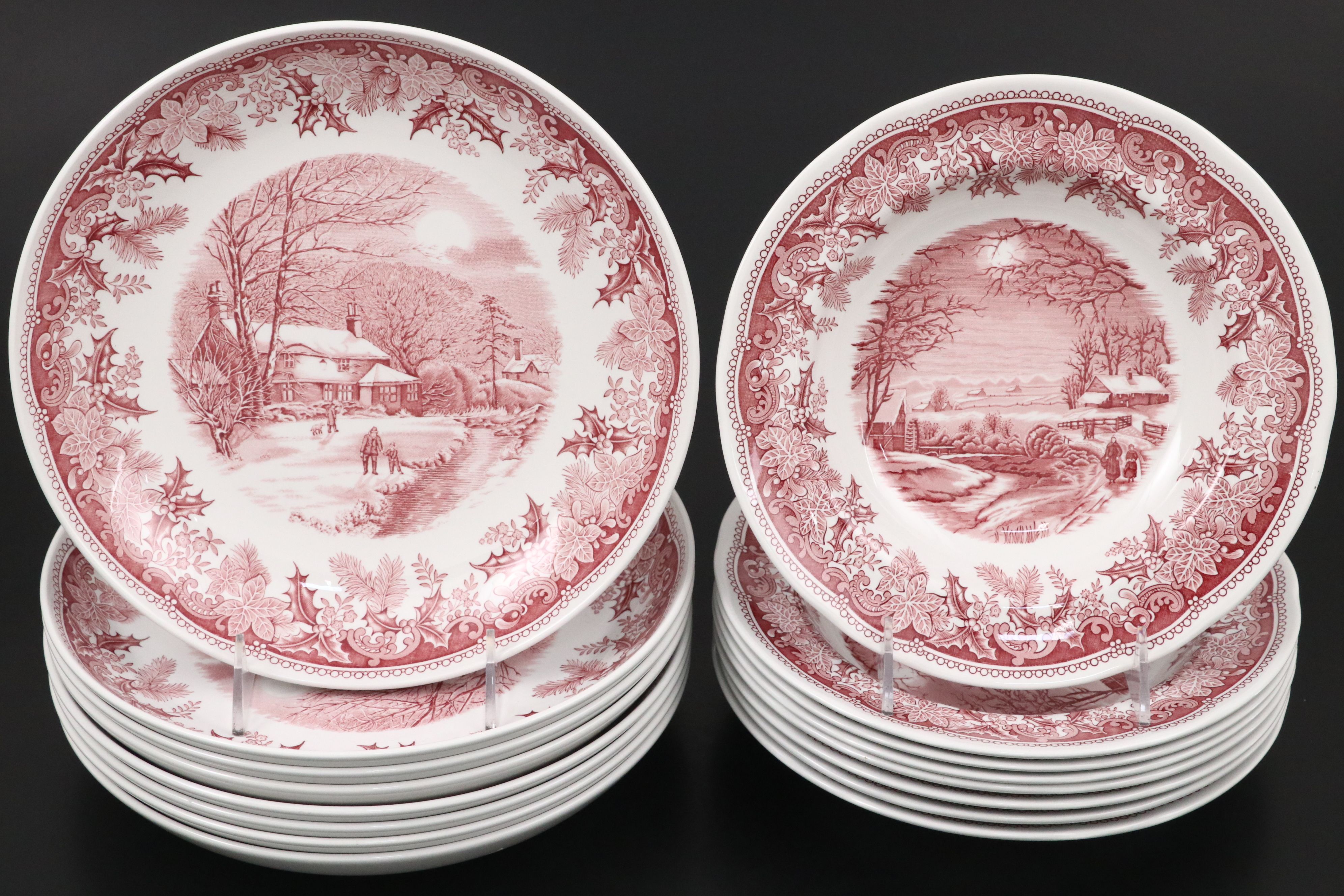 Spode "Winter's Eve" Red Ceramic Dining Bowls