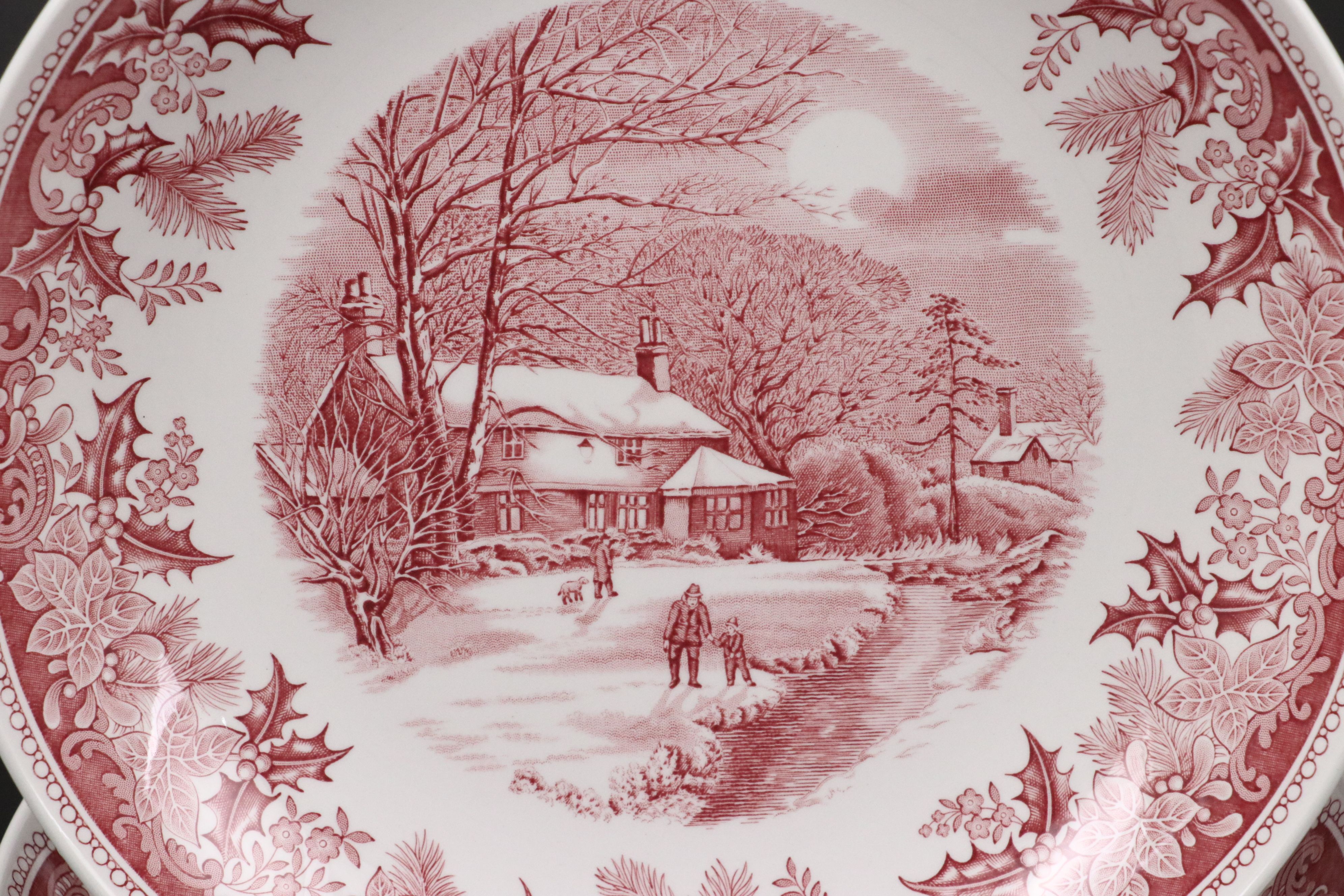 Spode "Winter's Eve" Red Ceramic Dining Bowls