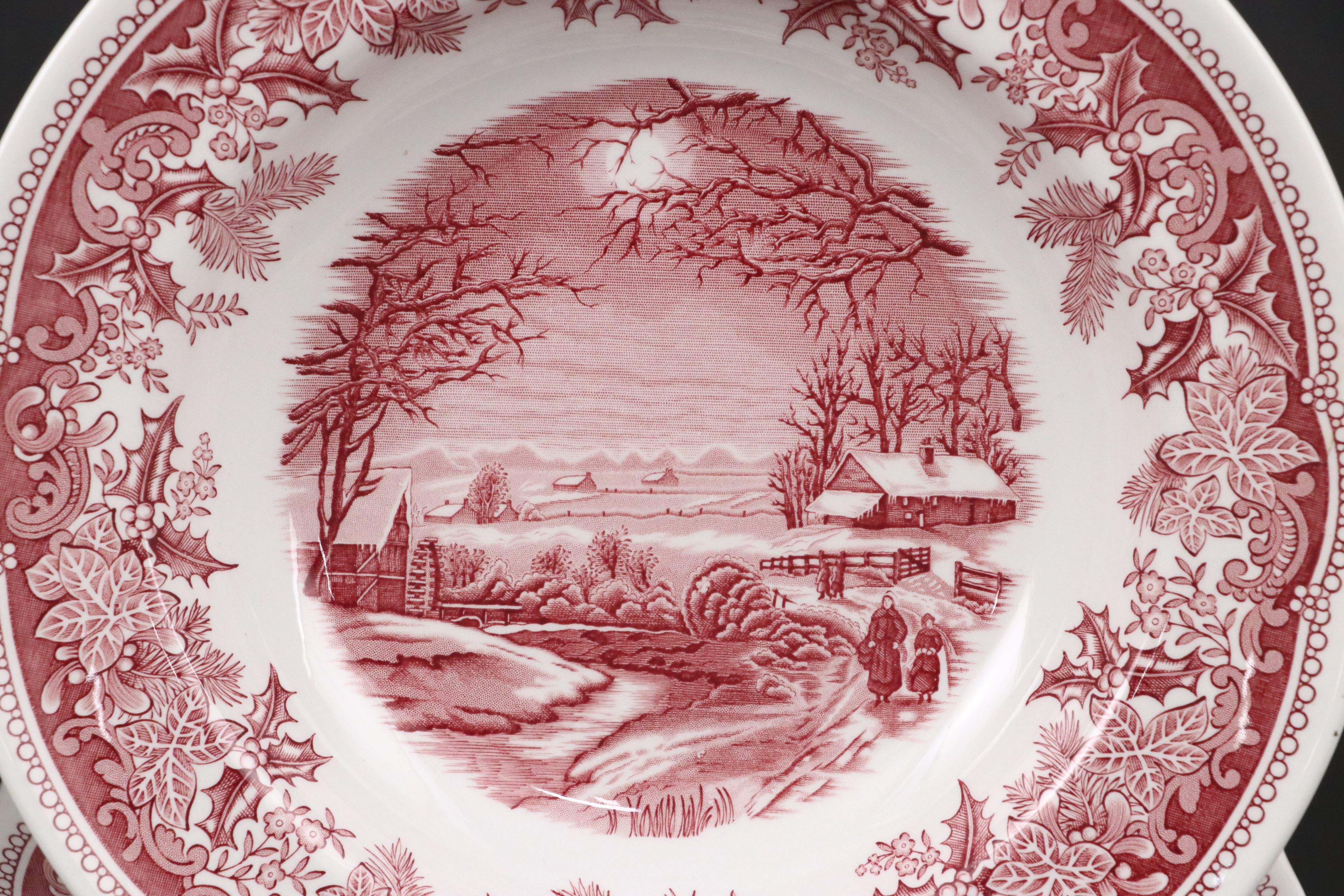 Spode "Winter's Eve" Red Ceramic Dining Bowls
