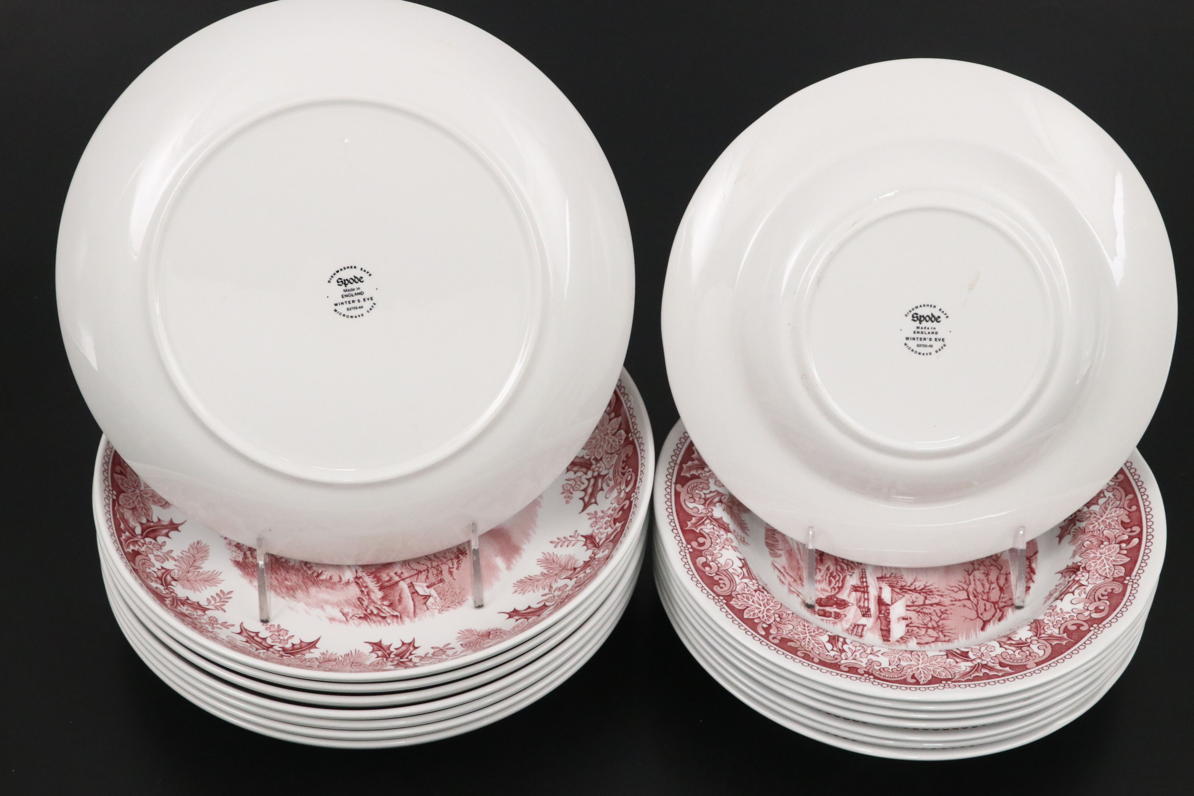 Spode "Winter's Eve" Red Ceramic Dining Bowls