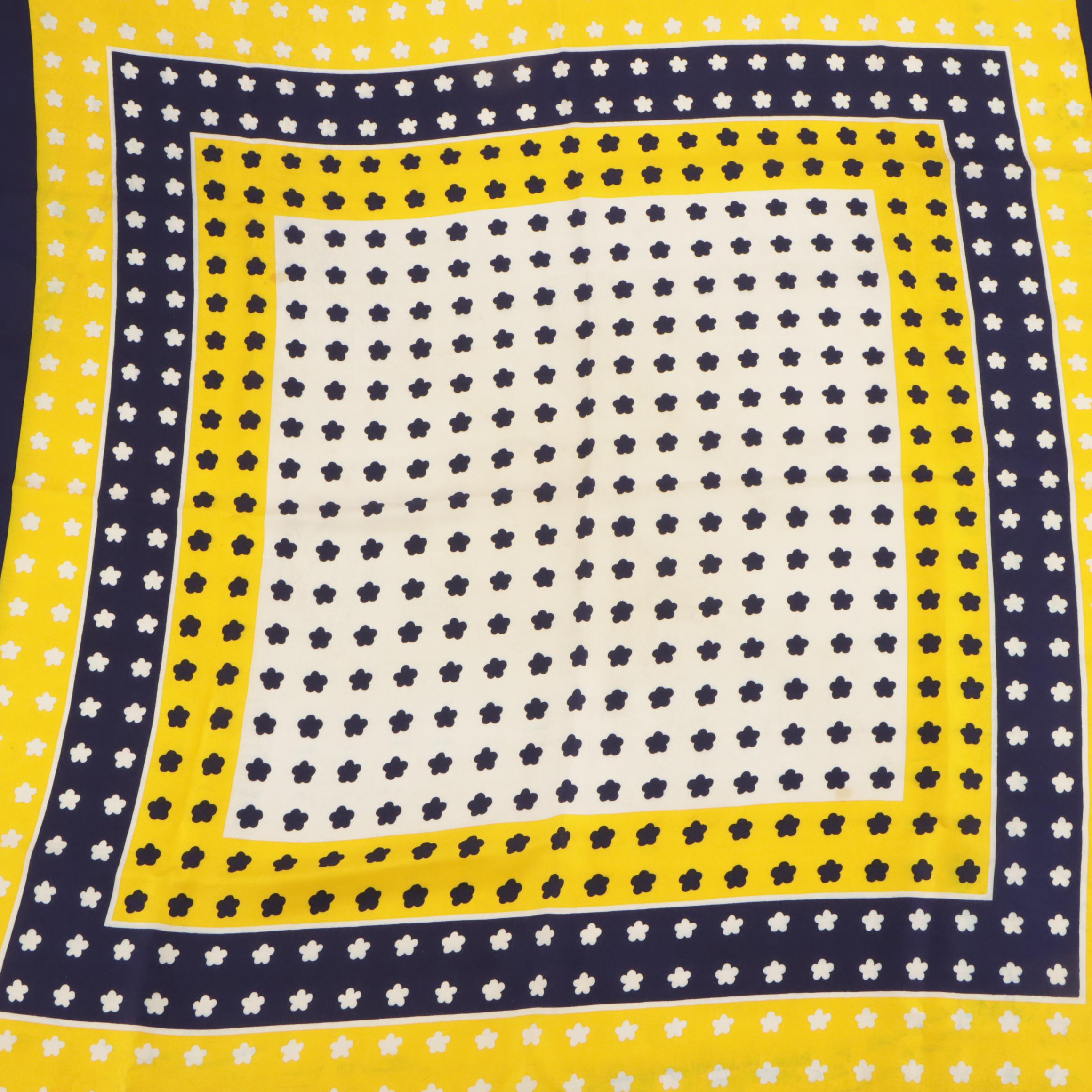 Yves Saint Laurent Daisy Print Scarf 90 in Silk Twill, 1970s